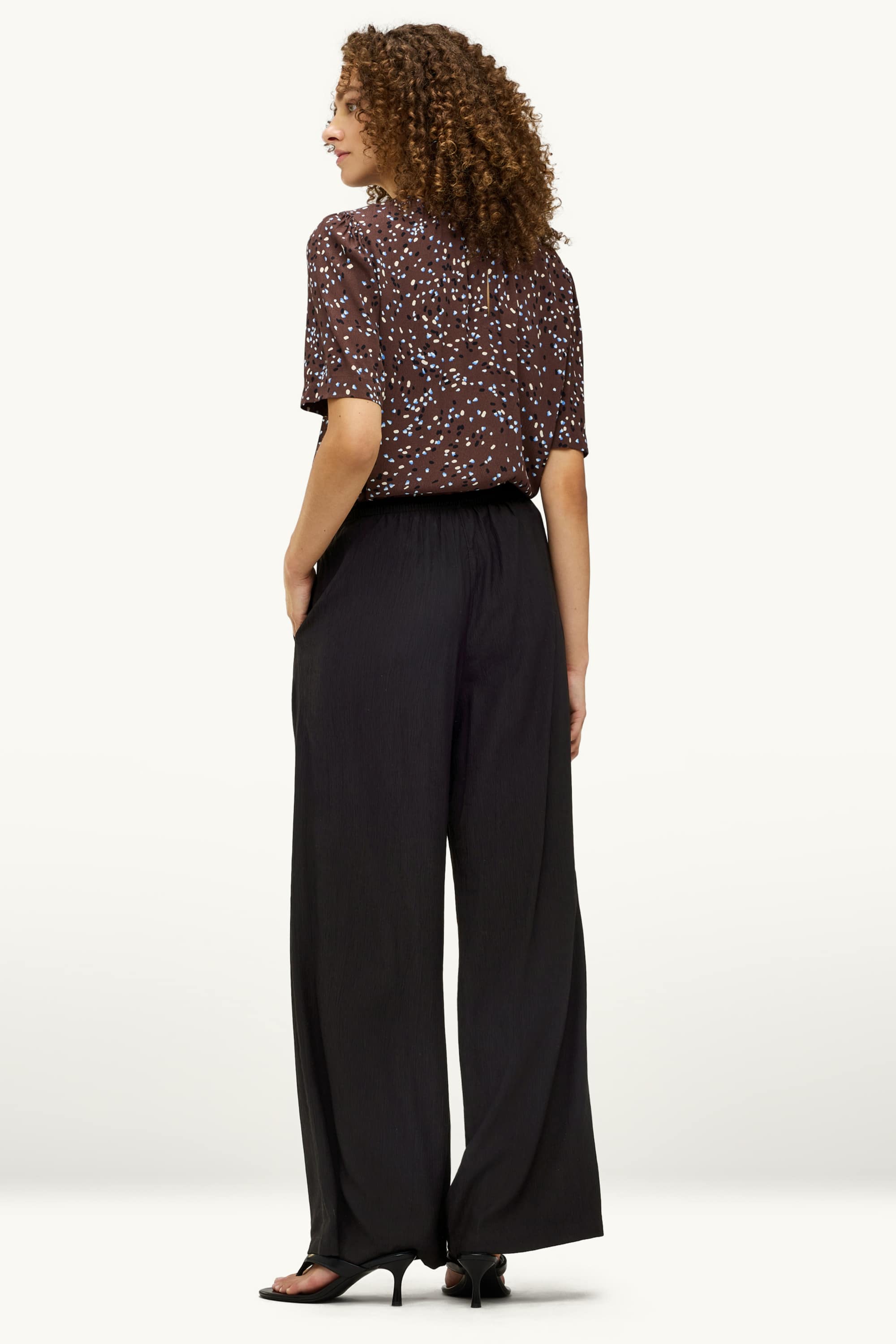 Cloth trousers - mid-rise waist - wide leg black
