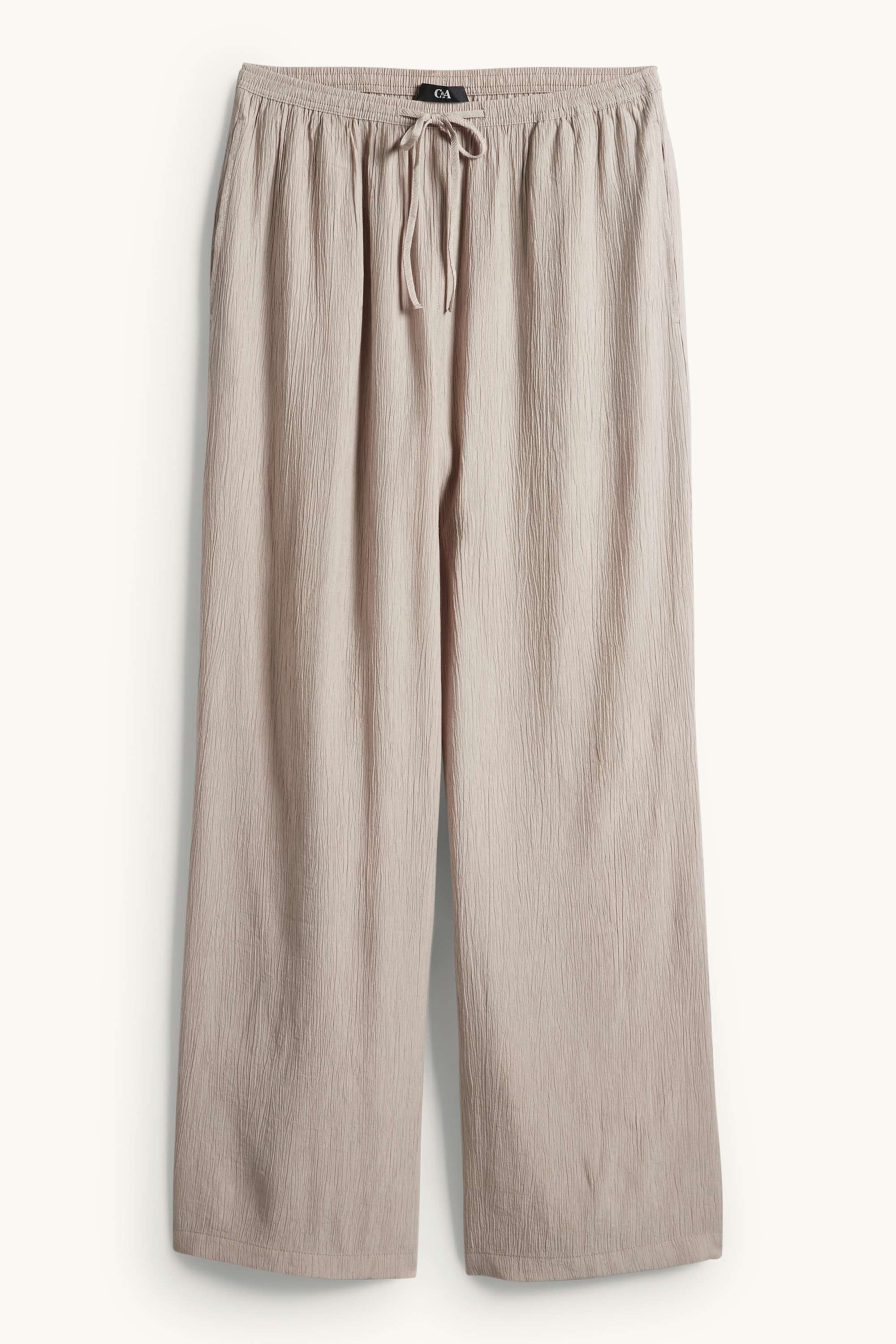 Cloth trousers - mid-rise waist - wide leg taupe