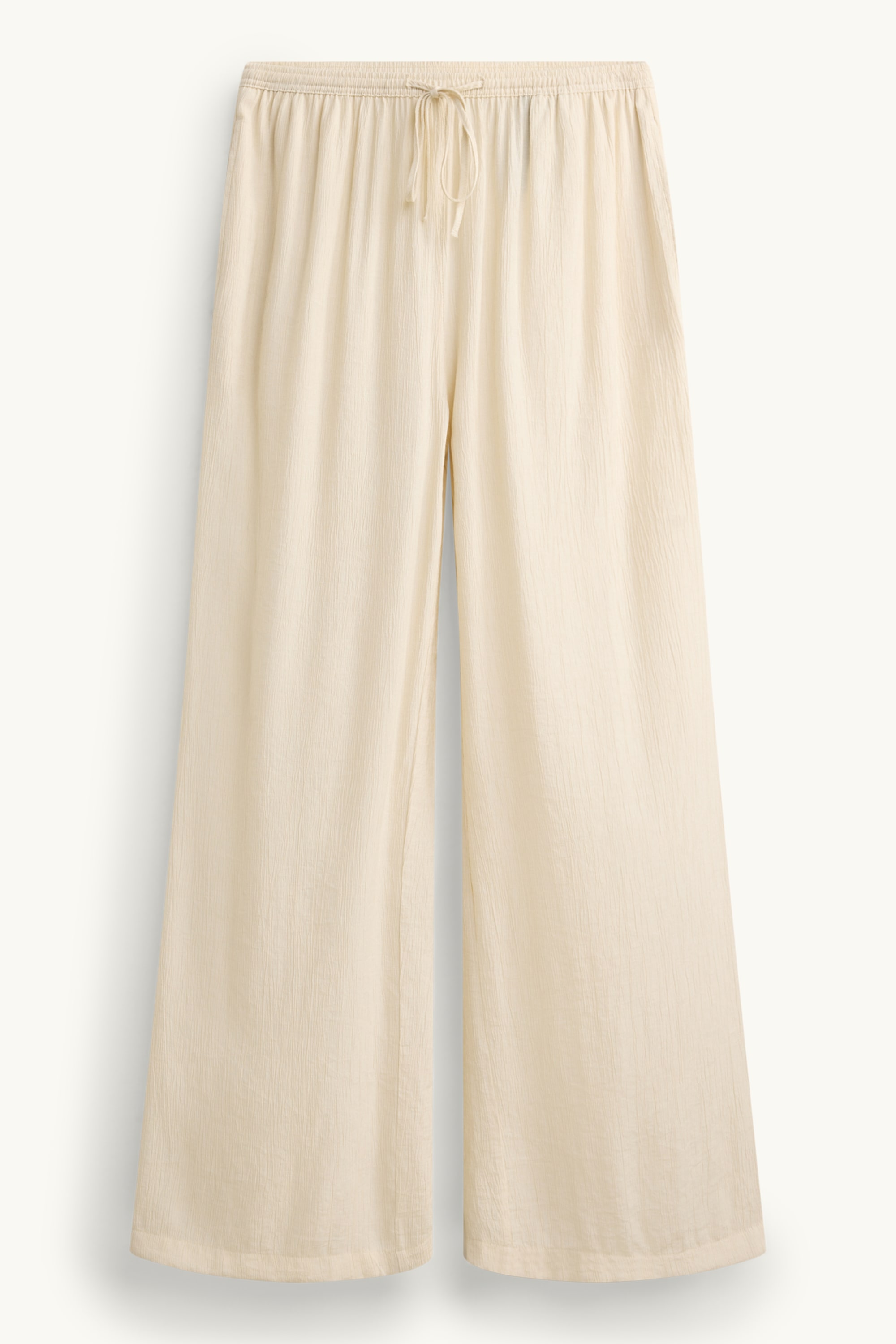 Cloth trousers - mid-rise waist - wide leg creme