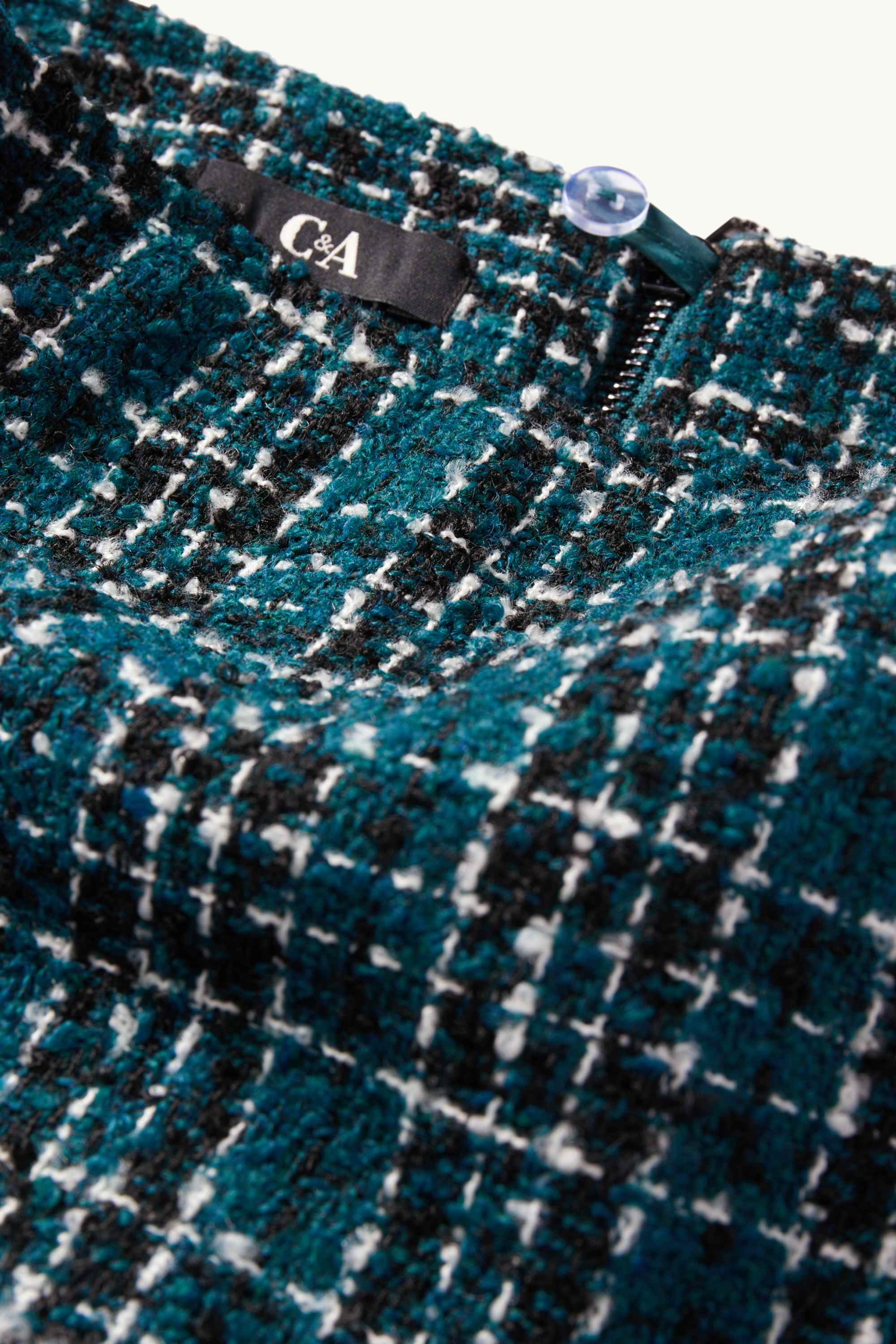 Bouclé miniskirt - check dark green