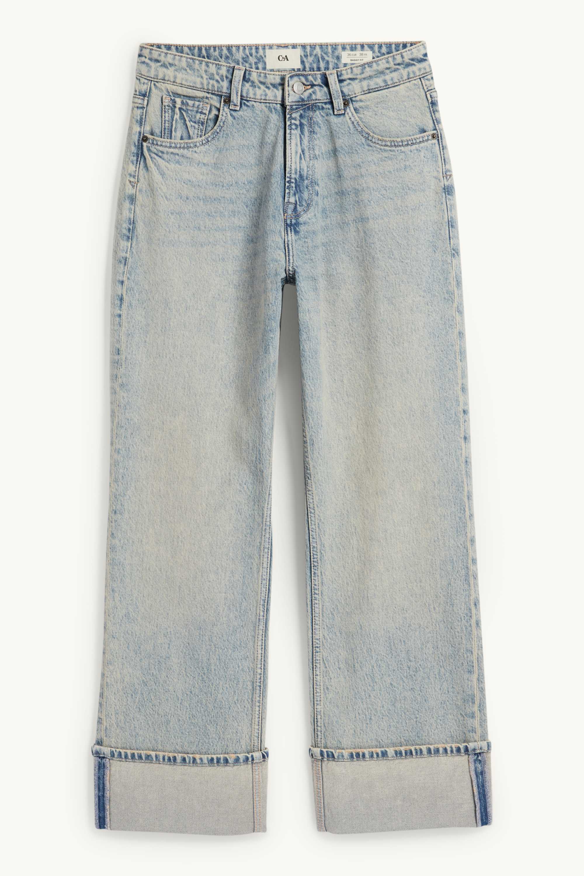 Baggy jeans - mid-rise waist denim-light blue
