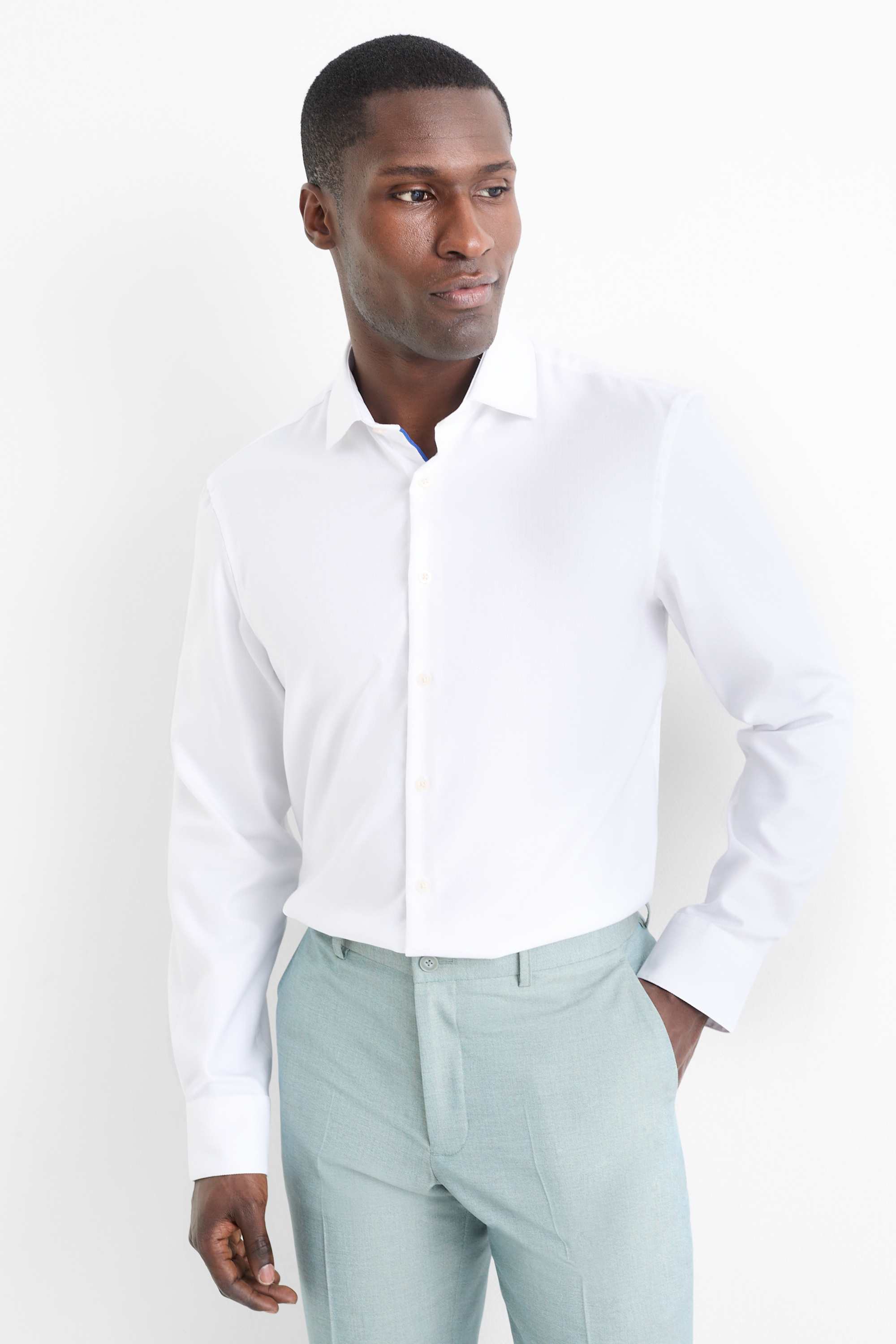 Business shirt - regular fit - cutaway collar - easy-iron white
