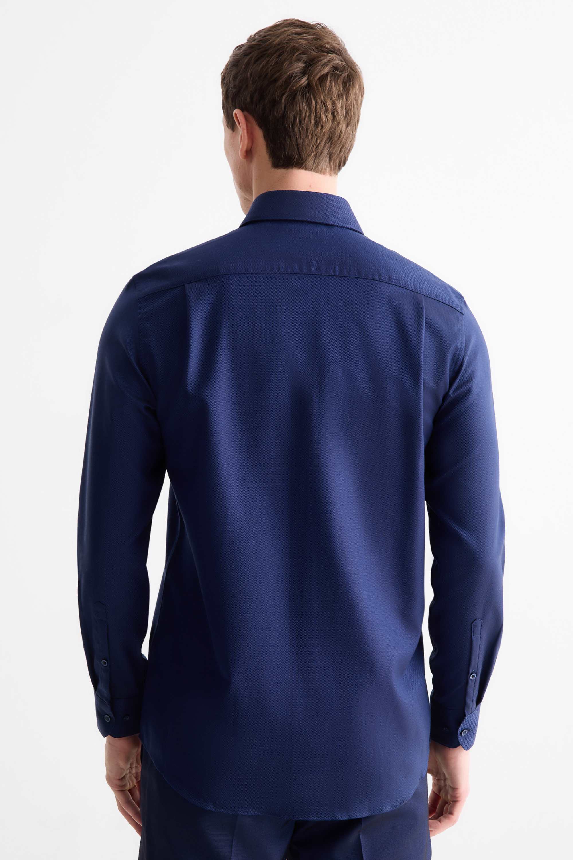 Business shirt - regular fit - cutaway collar - easy-iron dark blue