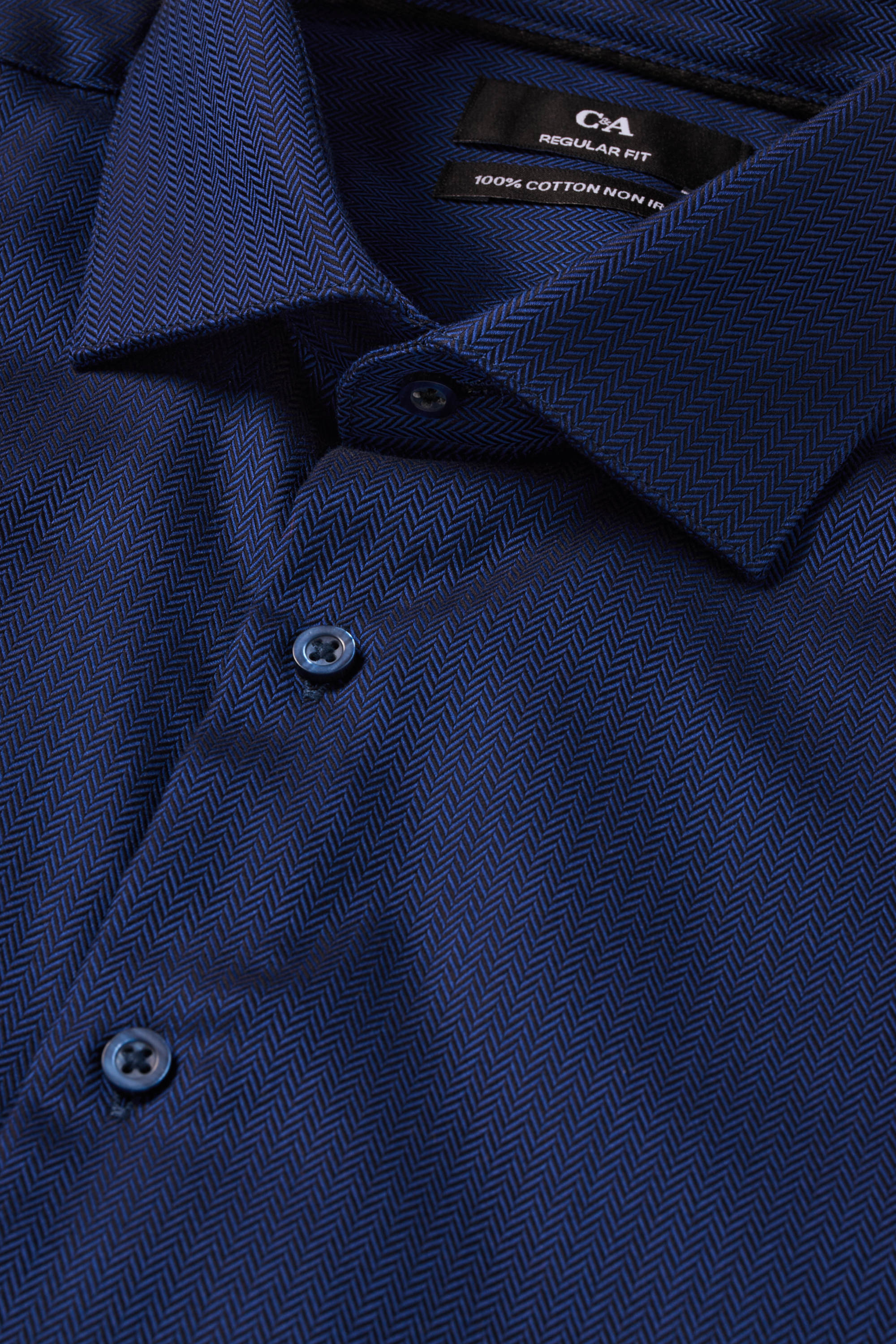 Business shirt - regular fit - cutaway collar - easy-iron dark blue