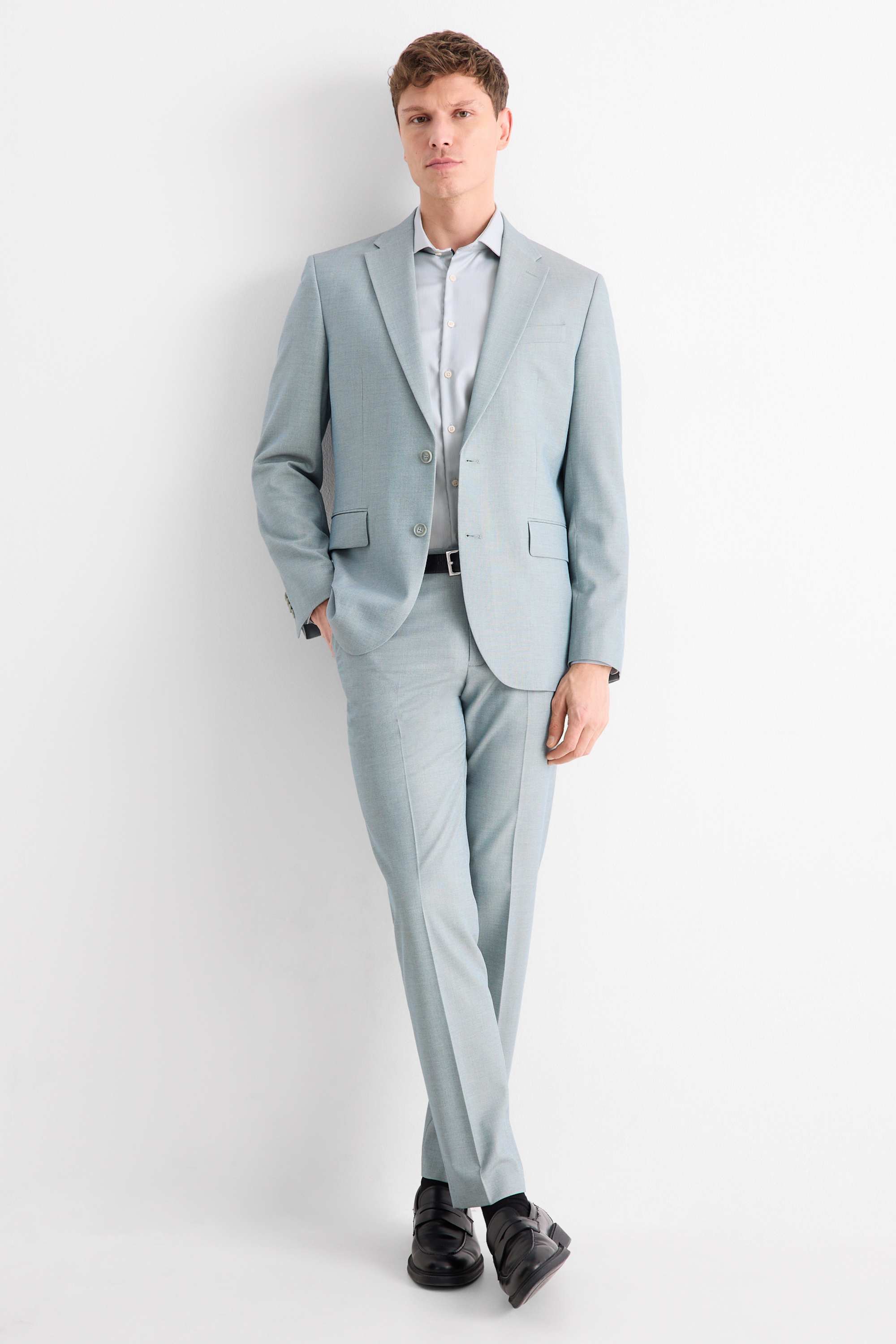 Business shirt - regular fit - cutaway collar - easy-iron mint green