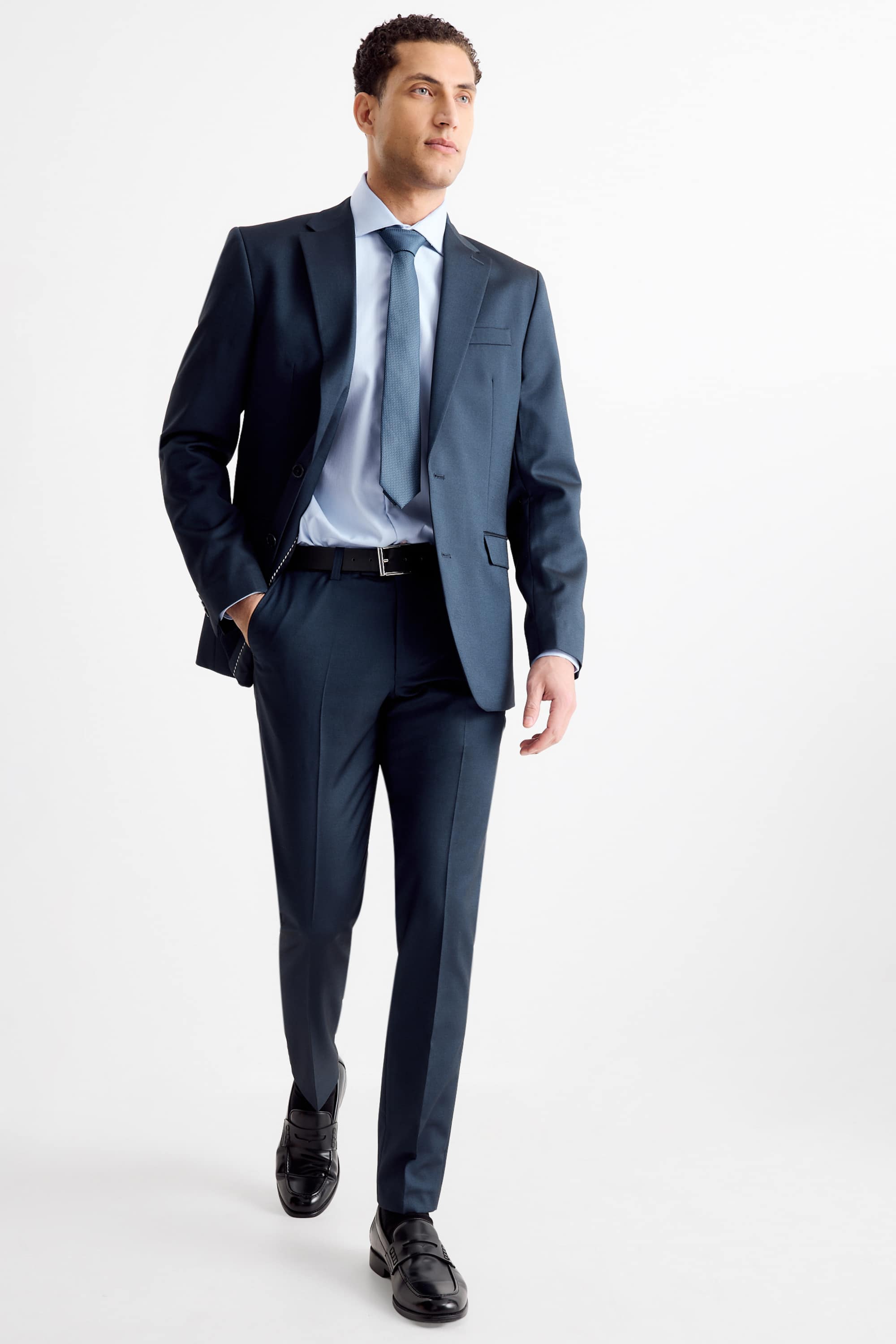 Business shirt - regular fit - cutaway collar - easy-iron light blue