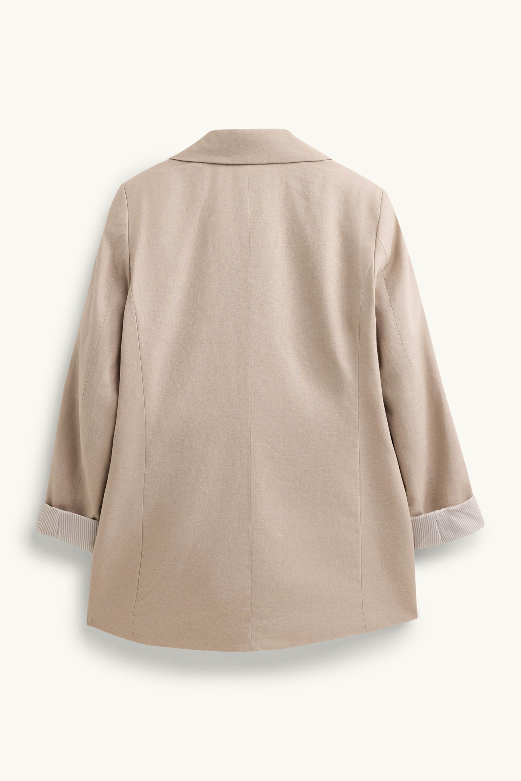 Long blazer - regular fit - linen blend light brown