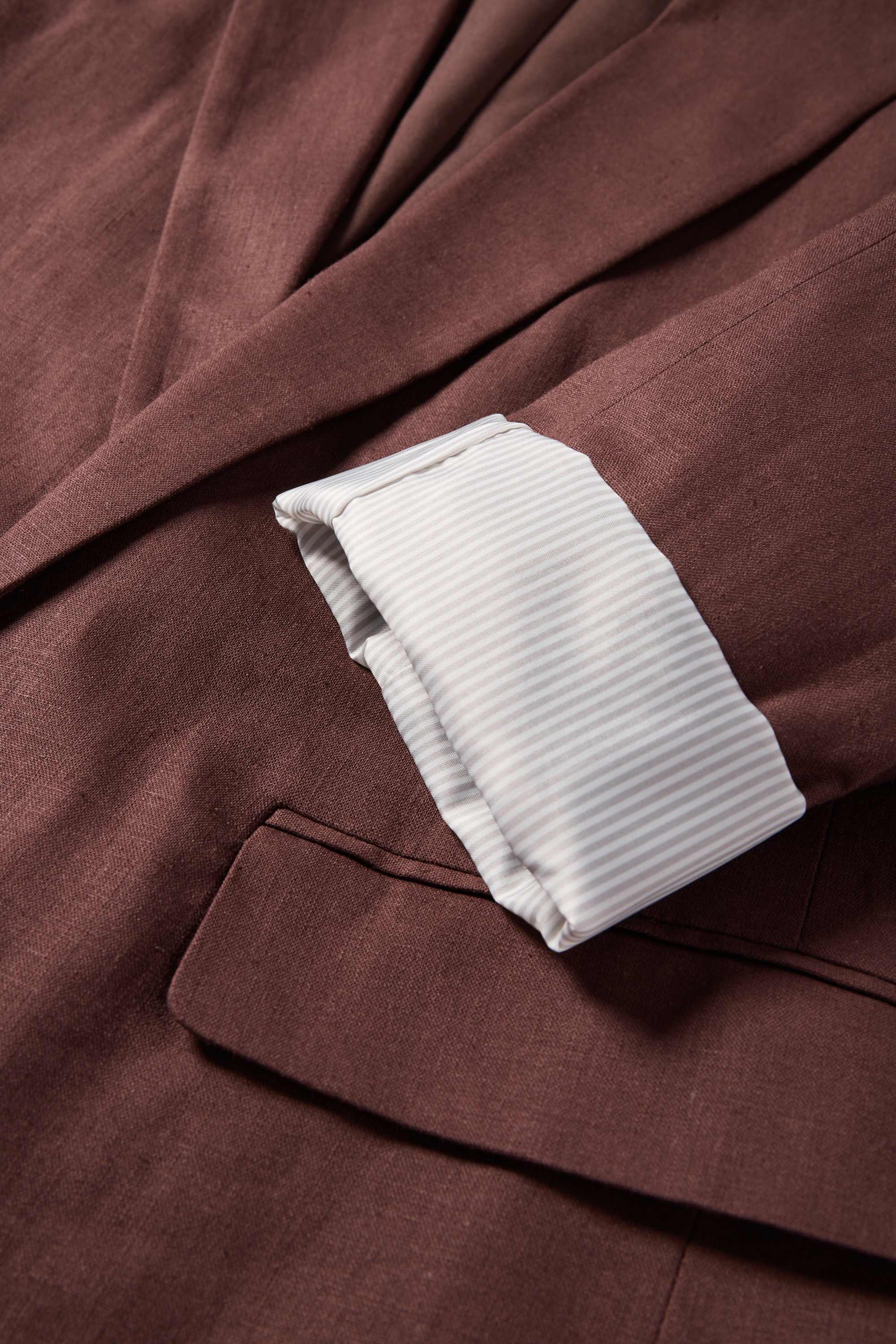 Long blazer - regular fit - linen blend dark brown