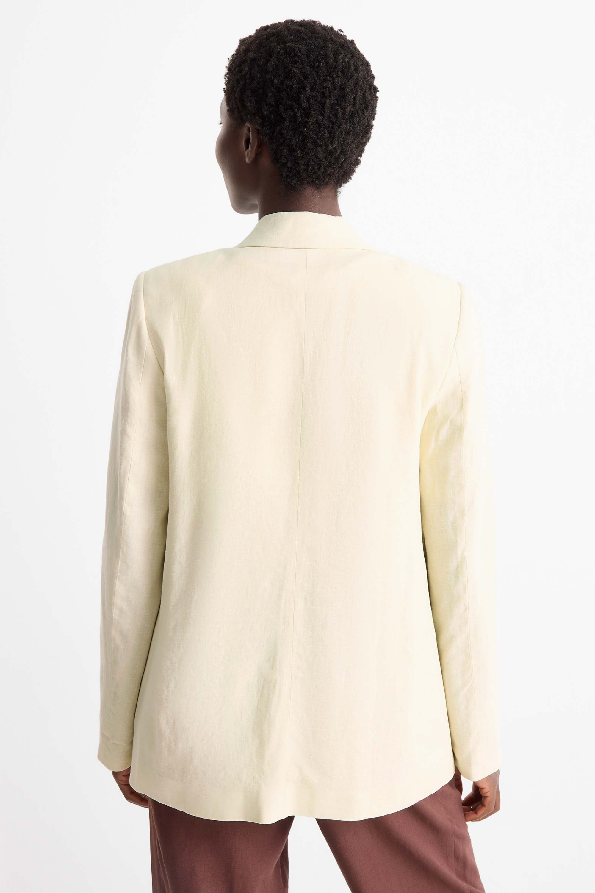 Long blazer - regular fit - linen blend creme