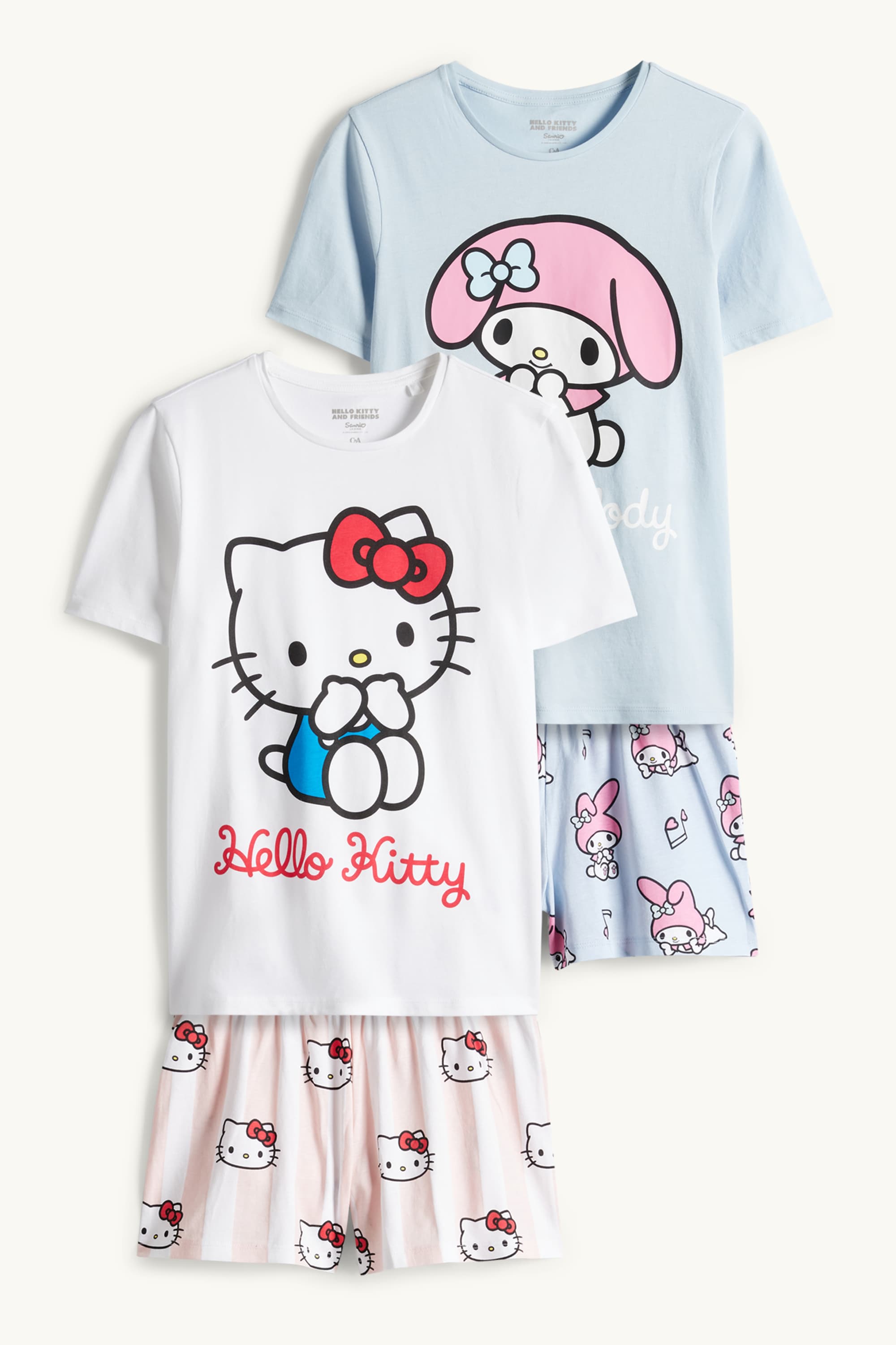 Multipack of 2 - Hello Kitty and Friends - short pyjamas white / blue