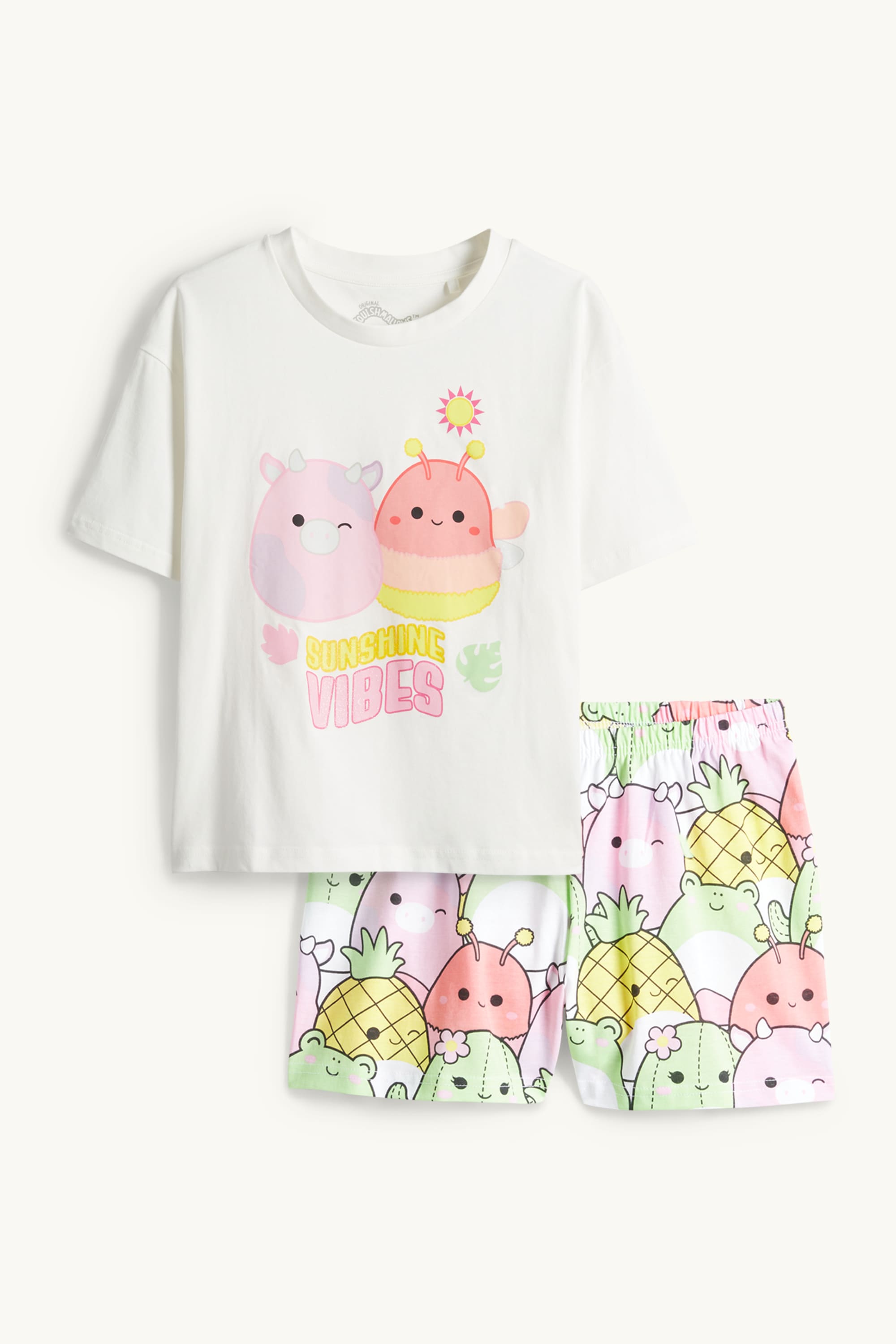 Squishmallows - short pyjamas - 2 piece white / rose