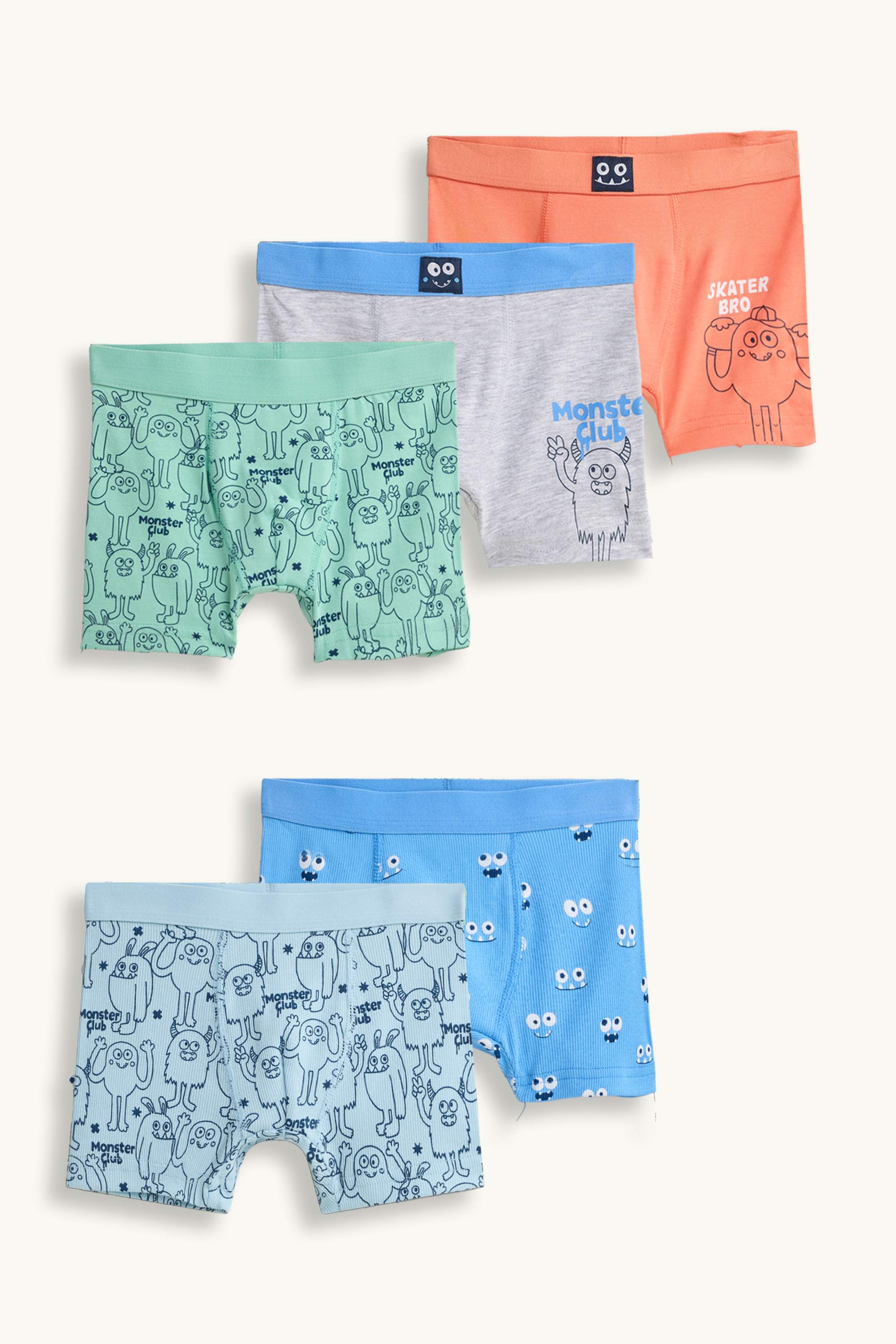 Multipack of 5 - Monster - boxer shorts orange / blue