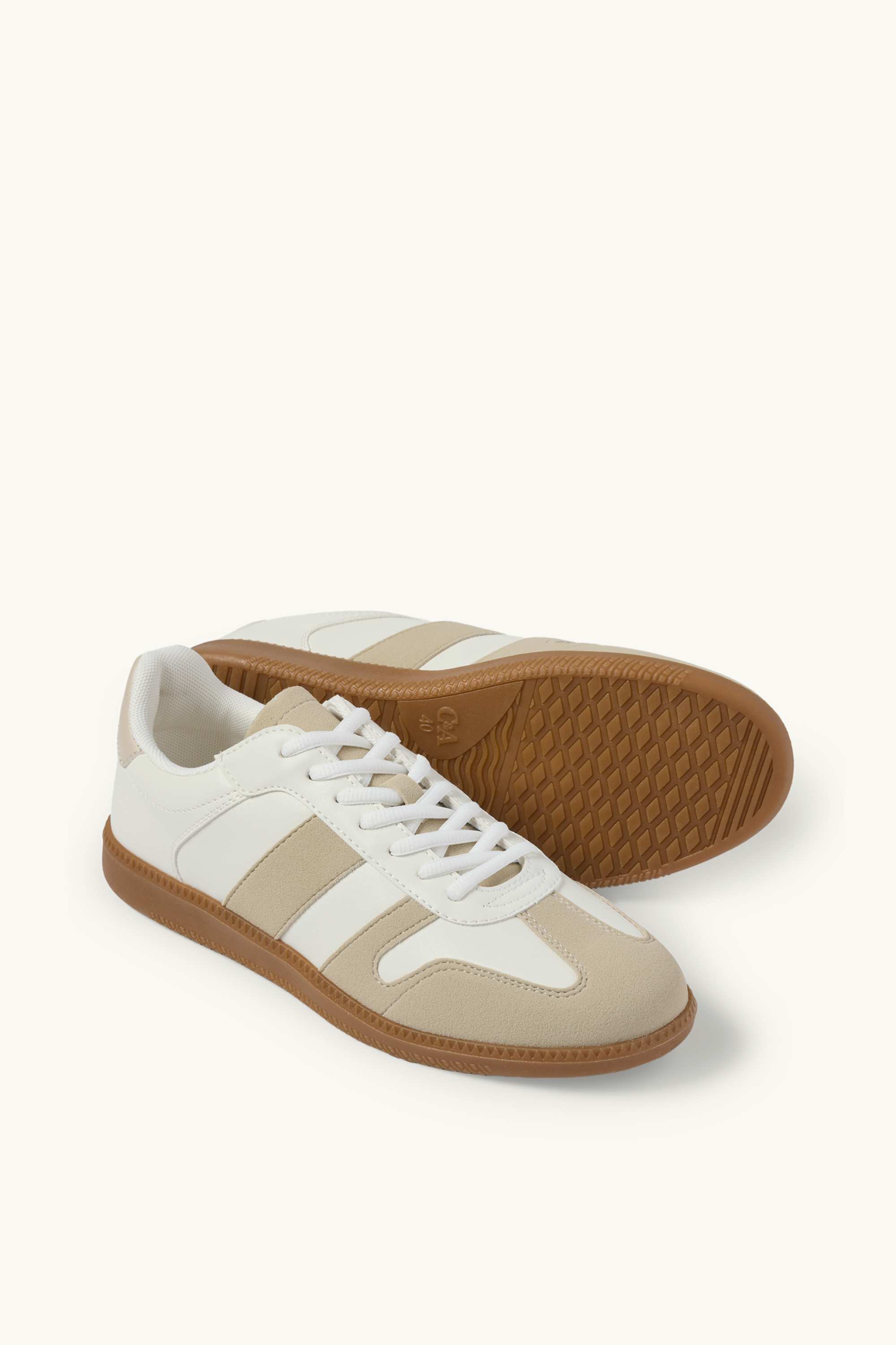 Trainers - faux leather white / beige