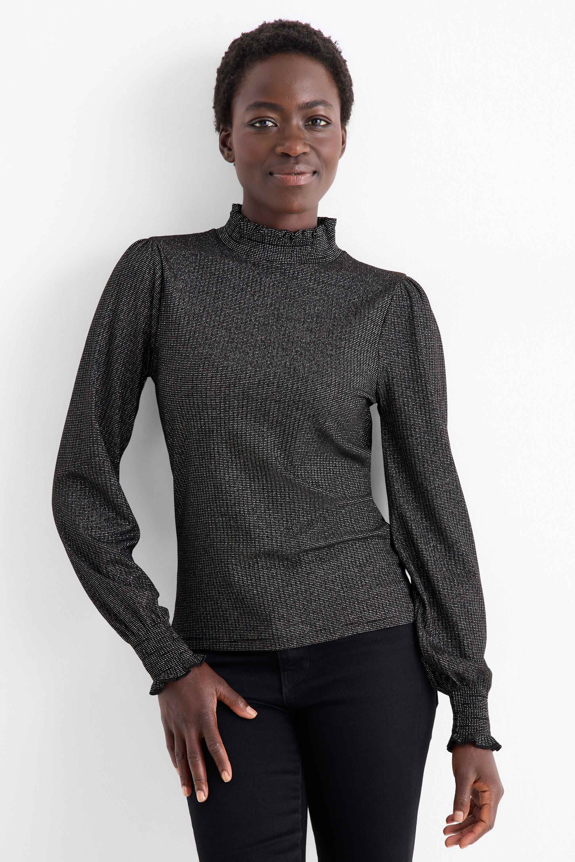 Jumper - ribbed - shiny black