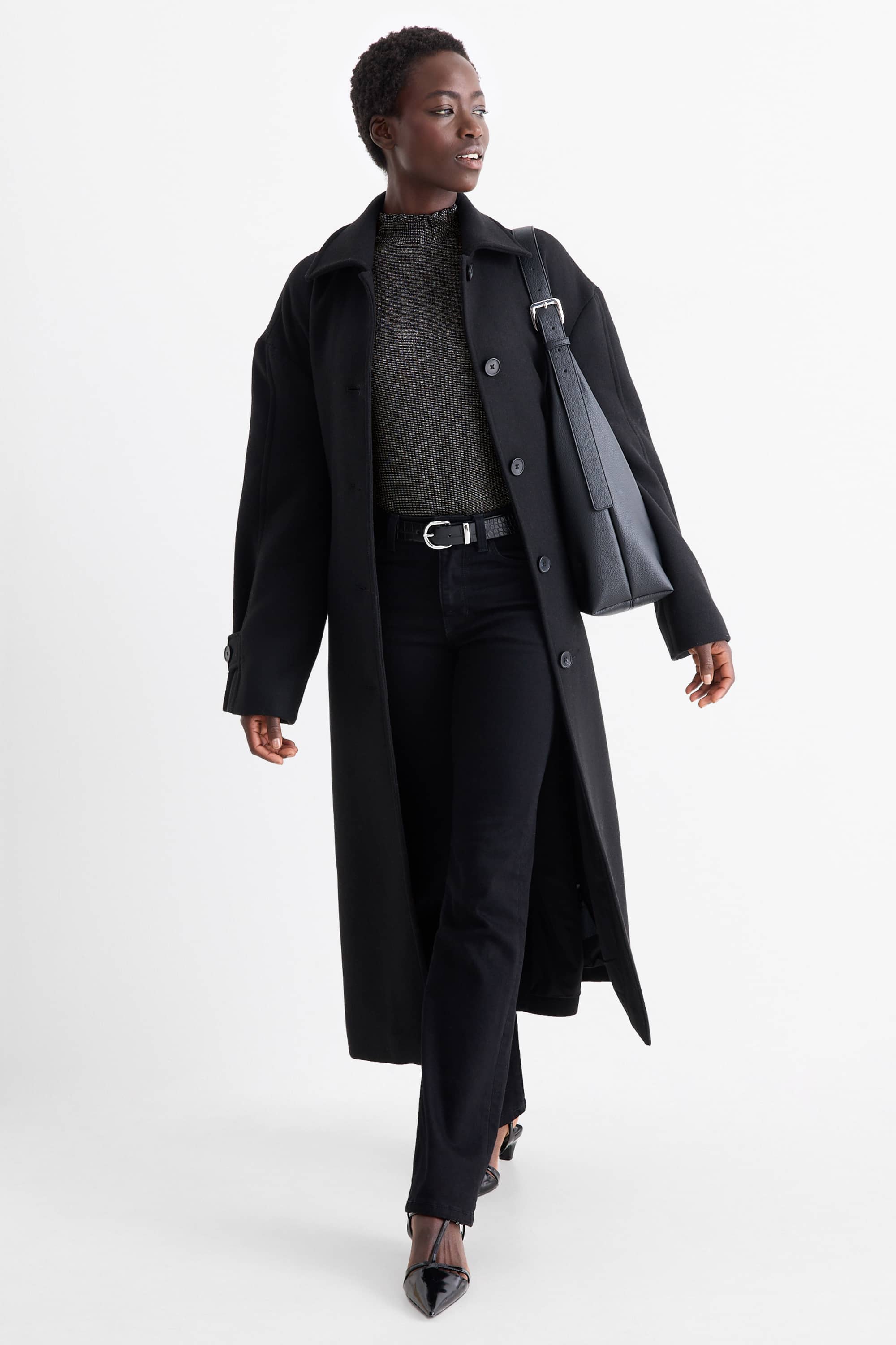 Jumper - ribbed - shiny black