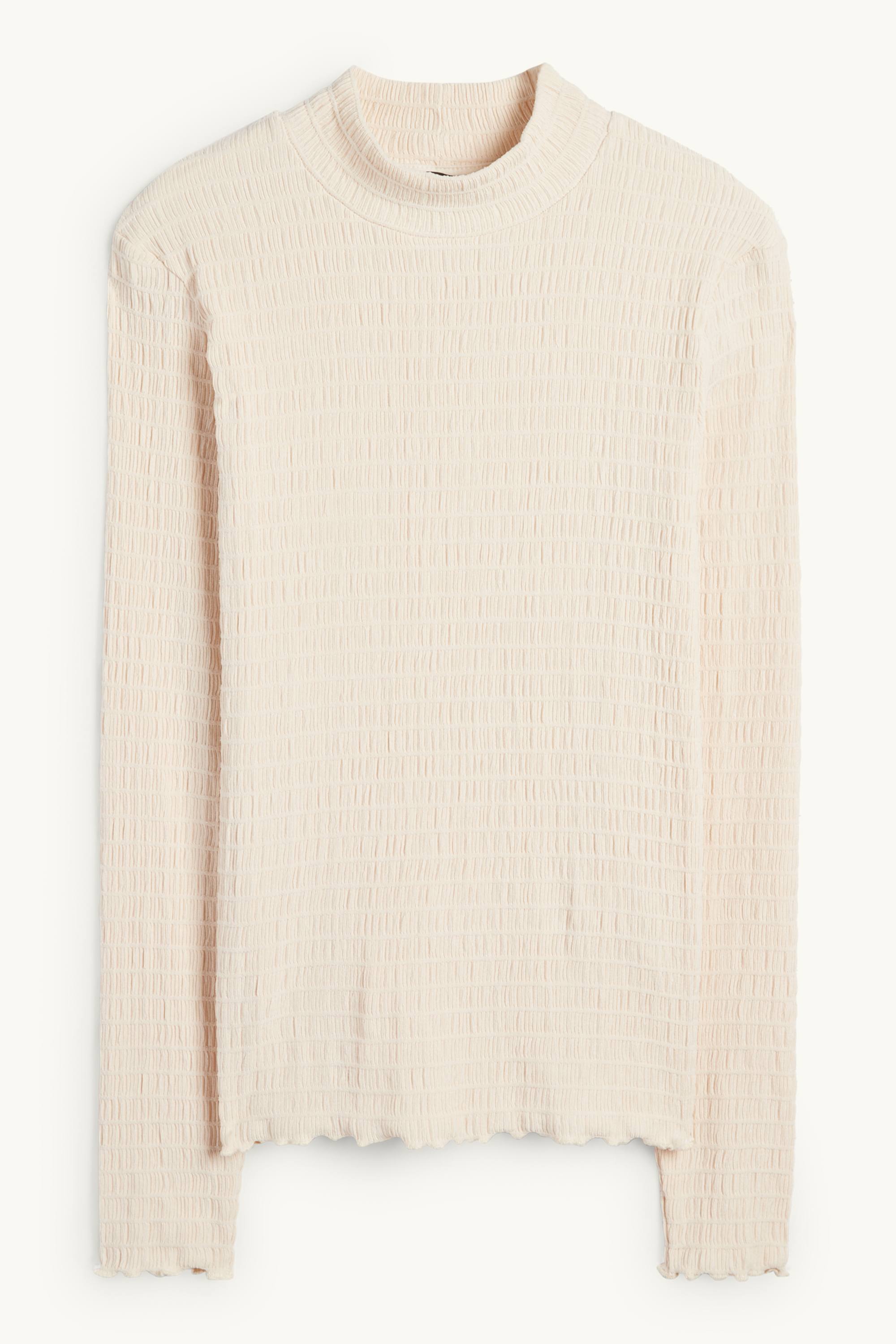Long sleeve top - regular fit - smocked cremewhite