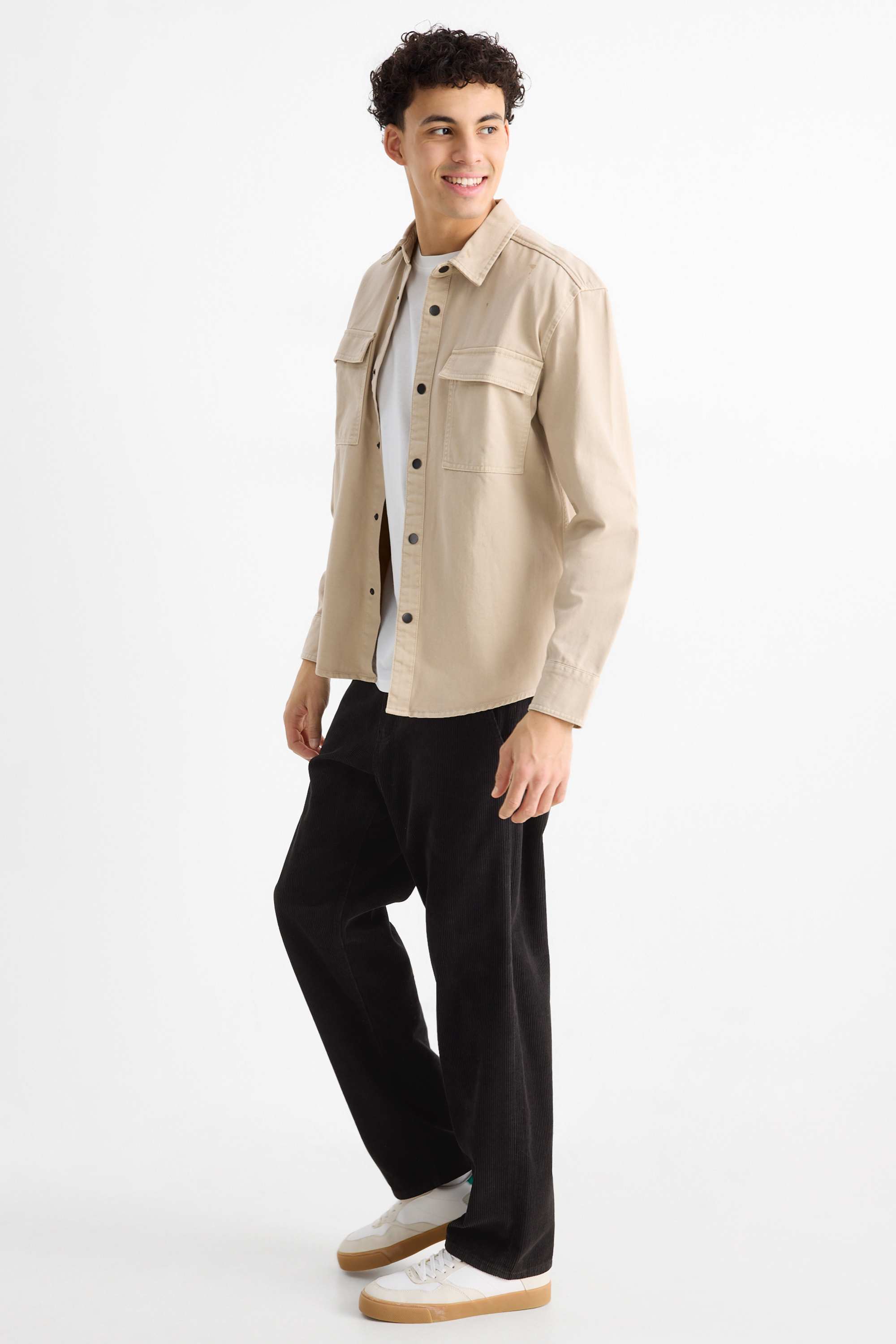 Corduroy trousers - relaxed fit black