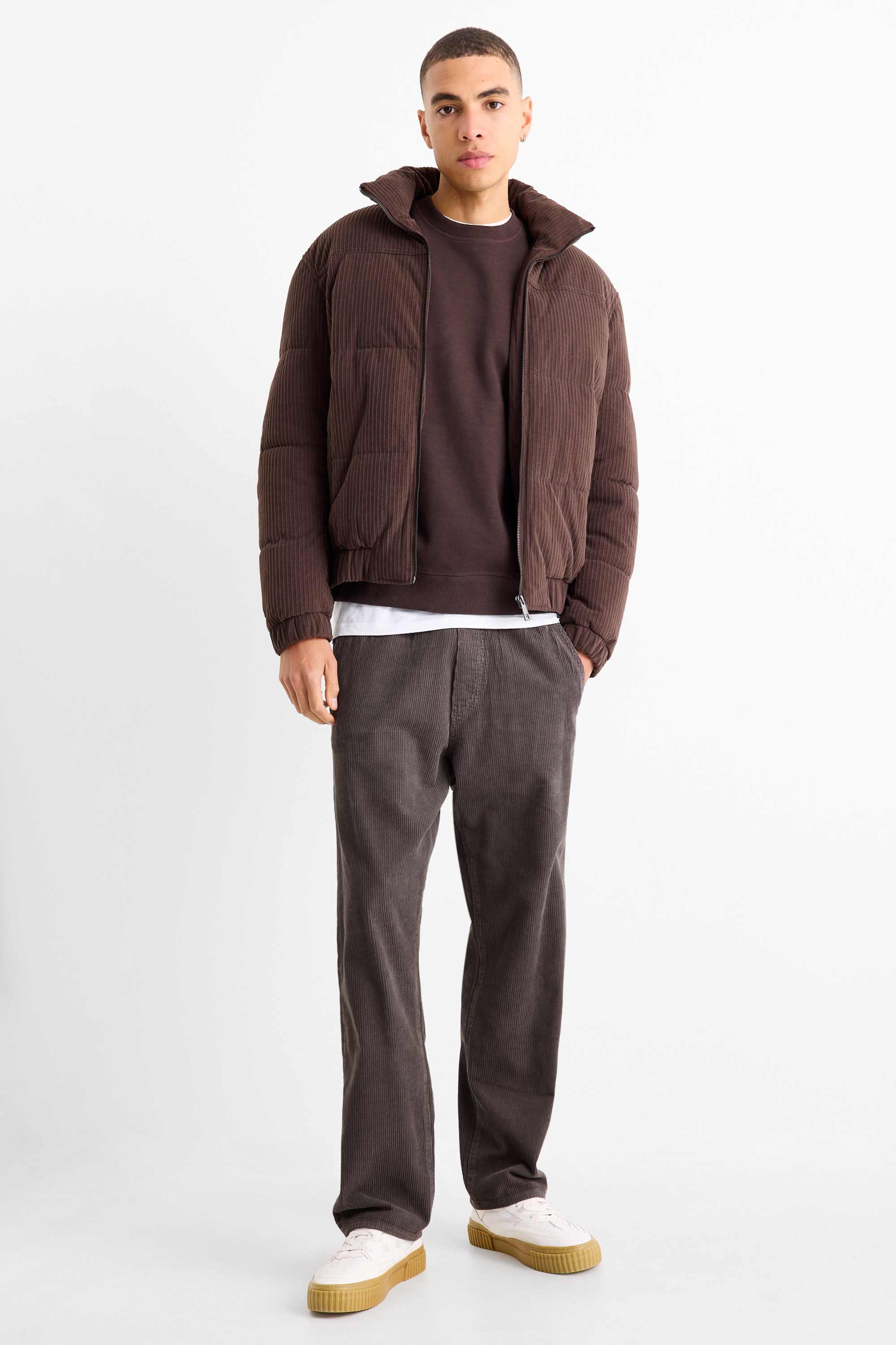 Corduroy trousers - relaxed fit gray