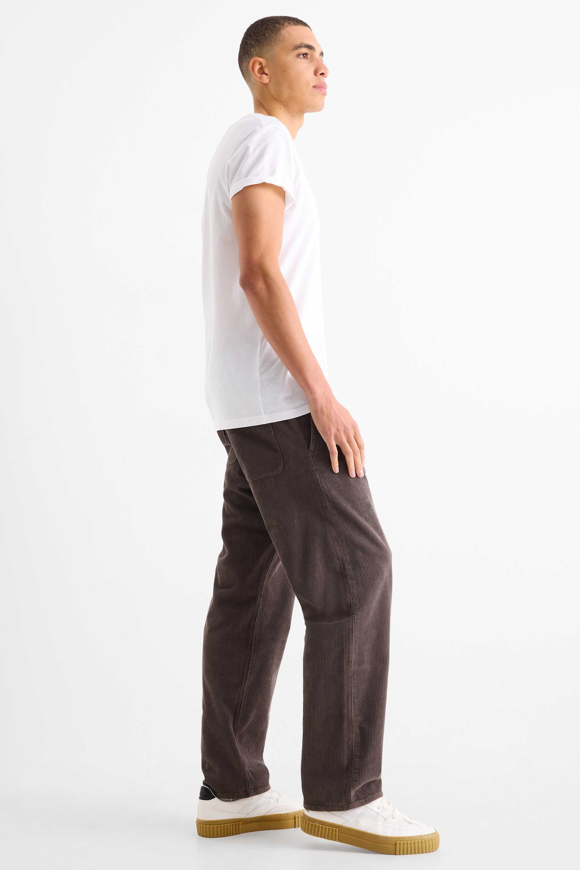 Corduroy trousers - relaxed fit gray