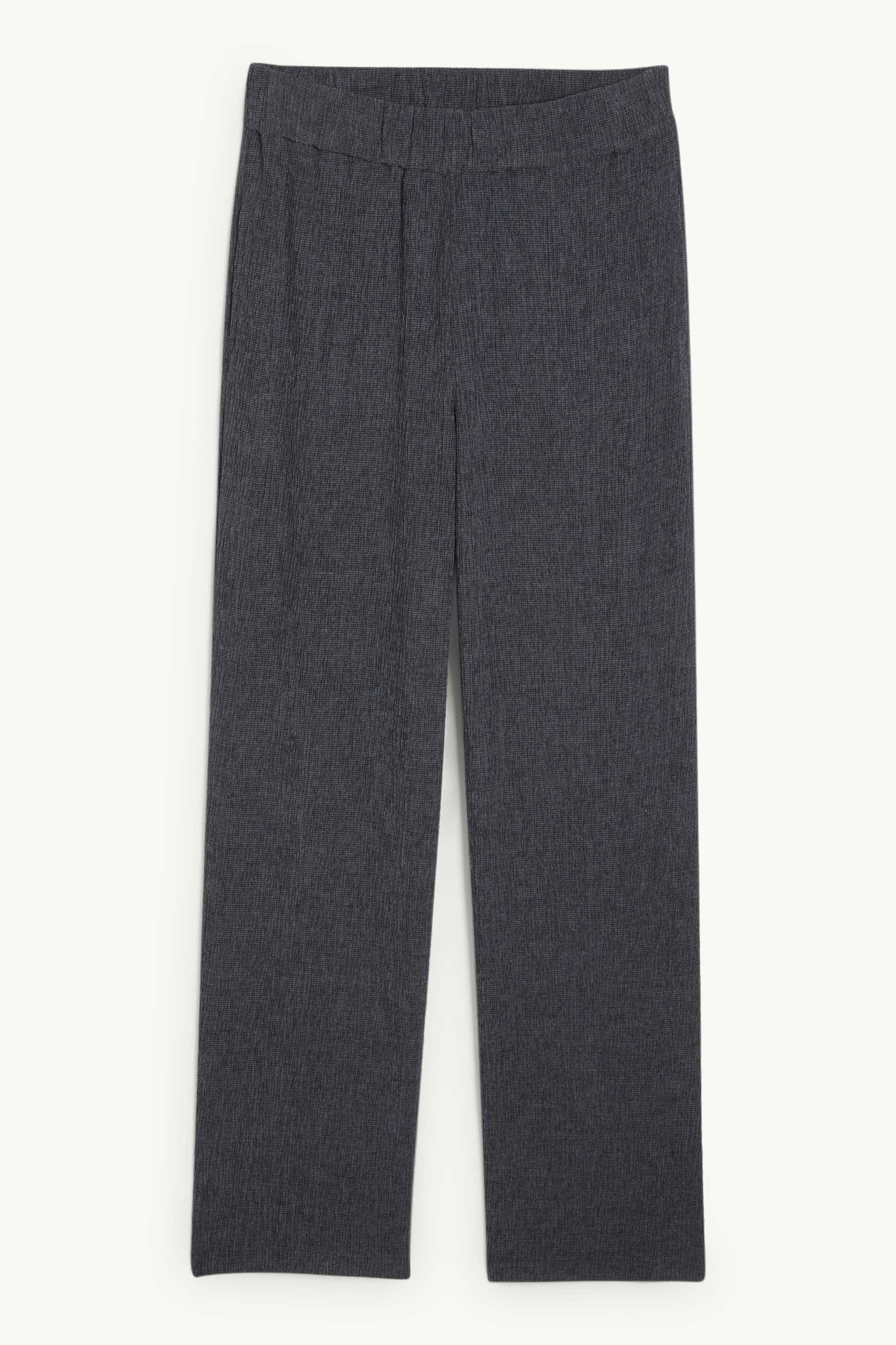 Jersey trousers - mid-rise waist - textured dark gray