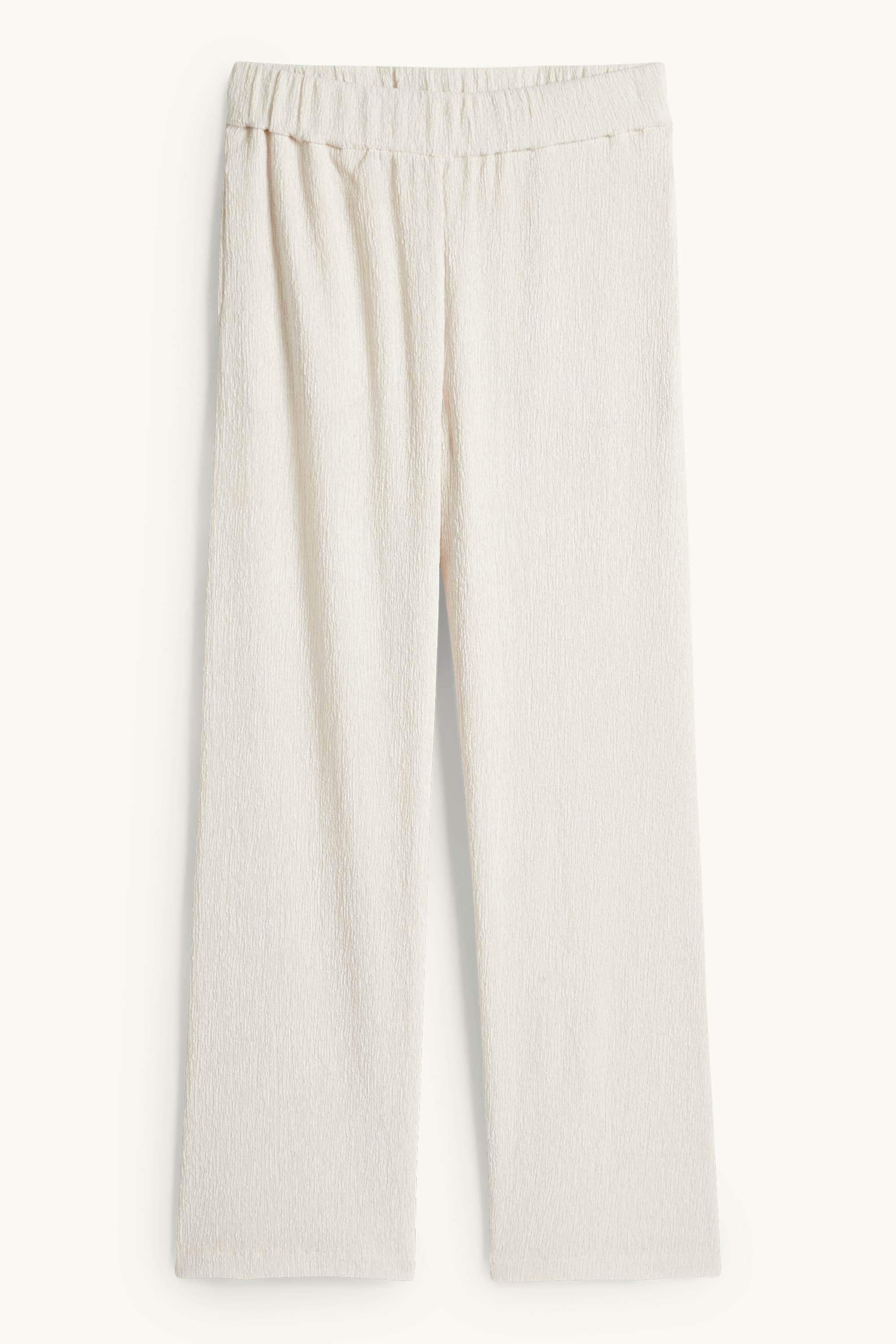 Jersey trousers - mid-rise waist - textured light beige