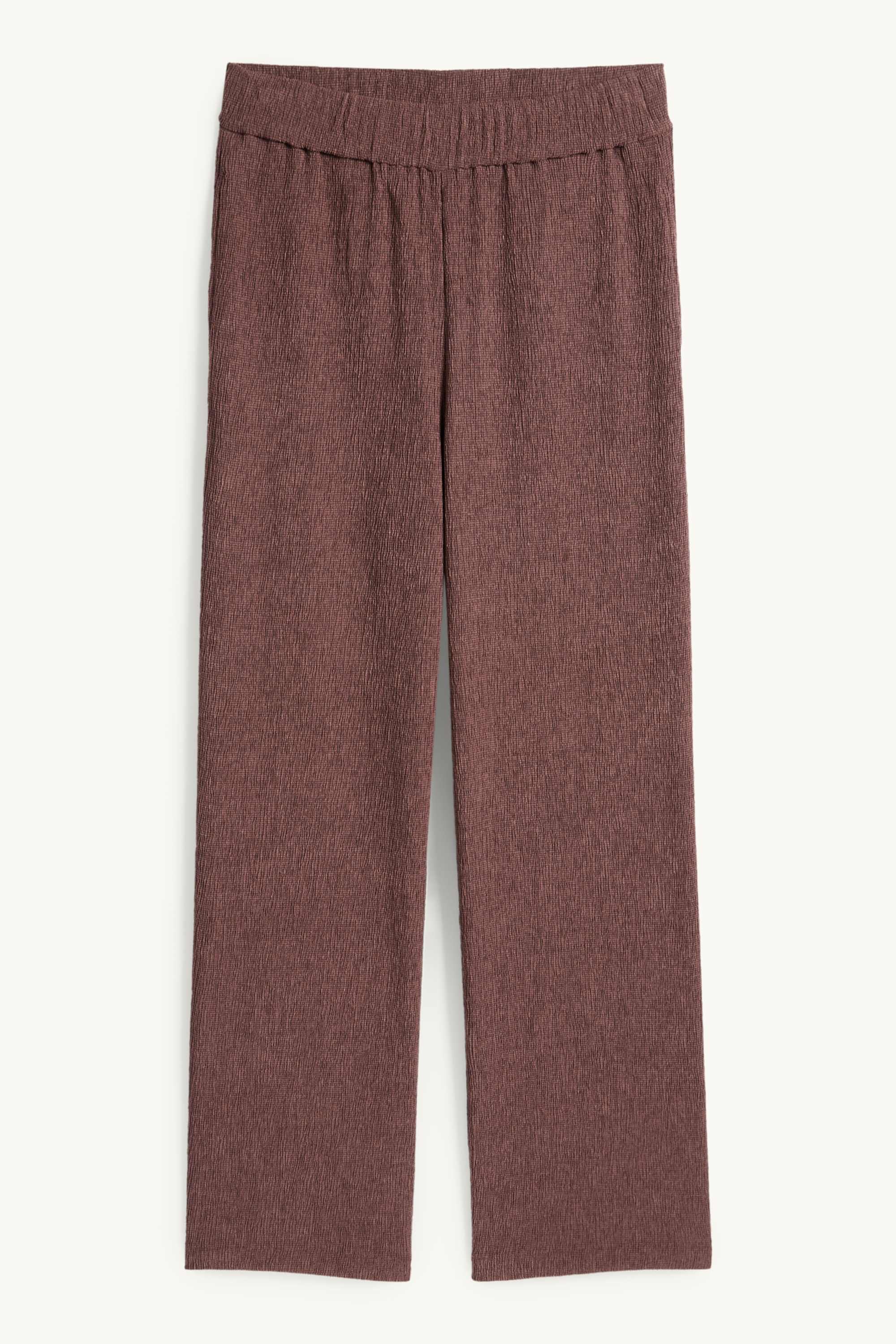 Jersey trousers - mid-rise waist - textured brown