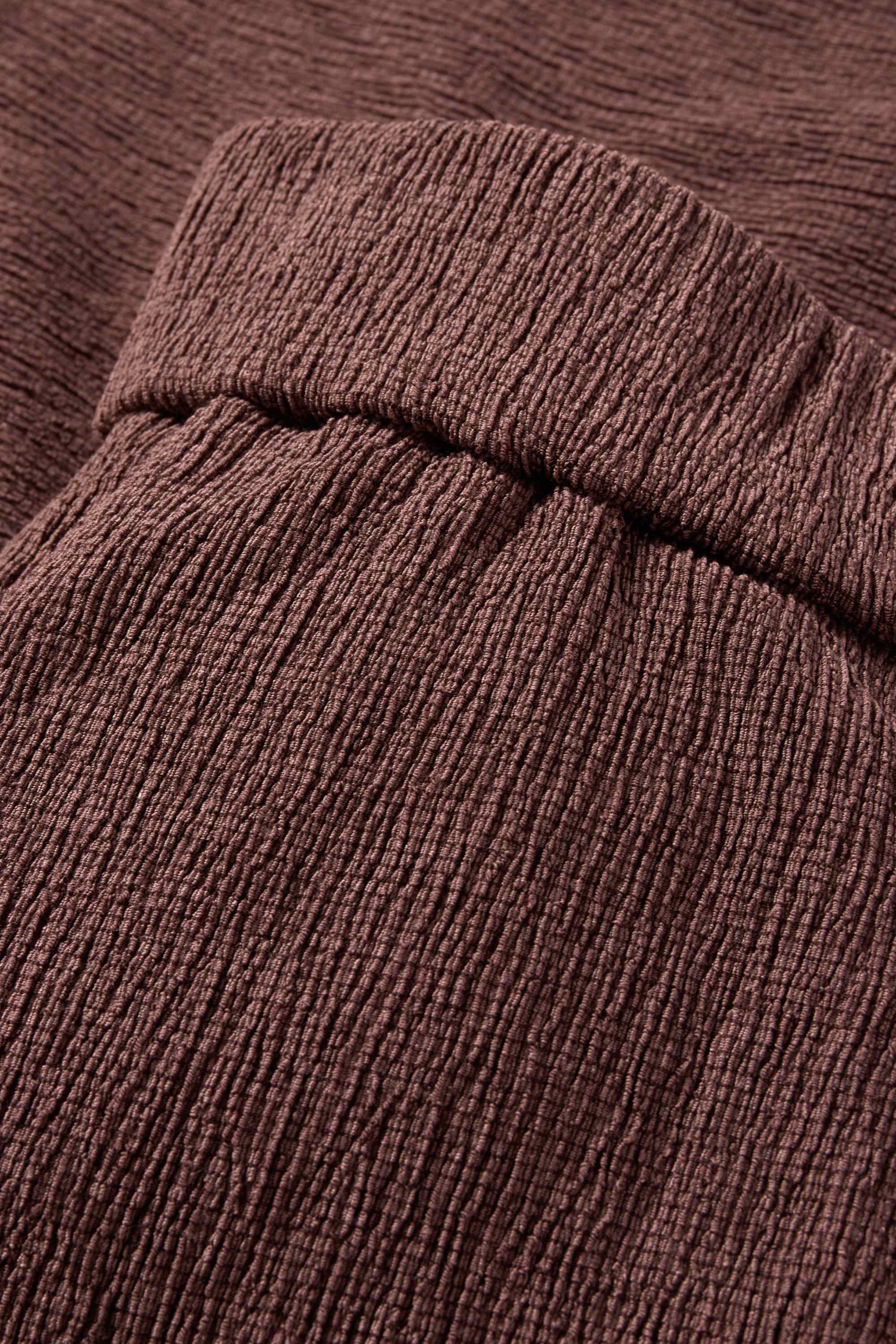 Jersey trousers - mid-rise waist - textured brown
