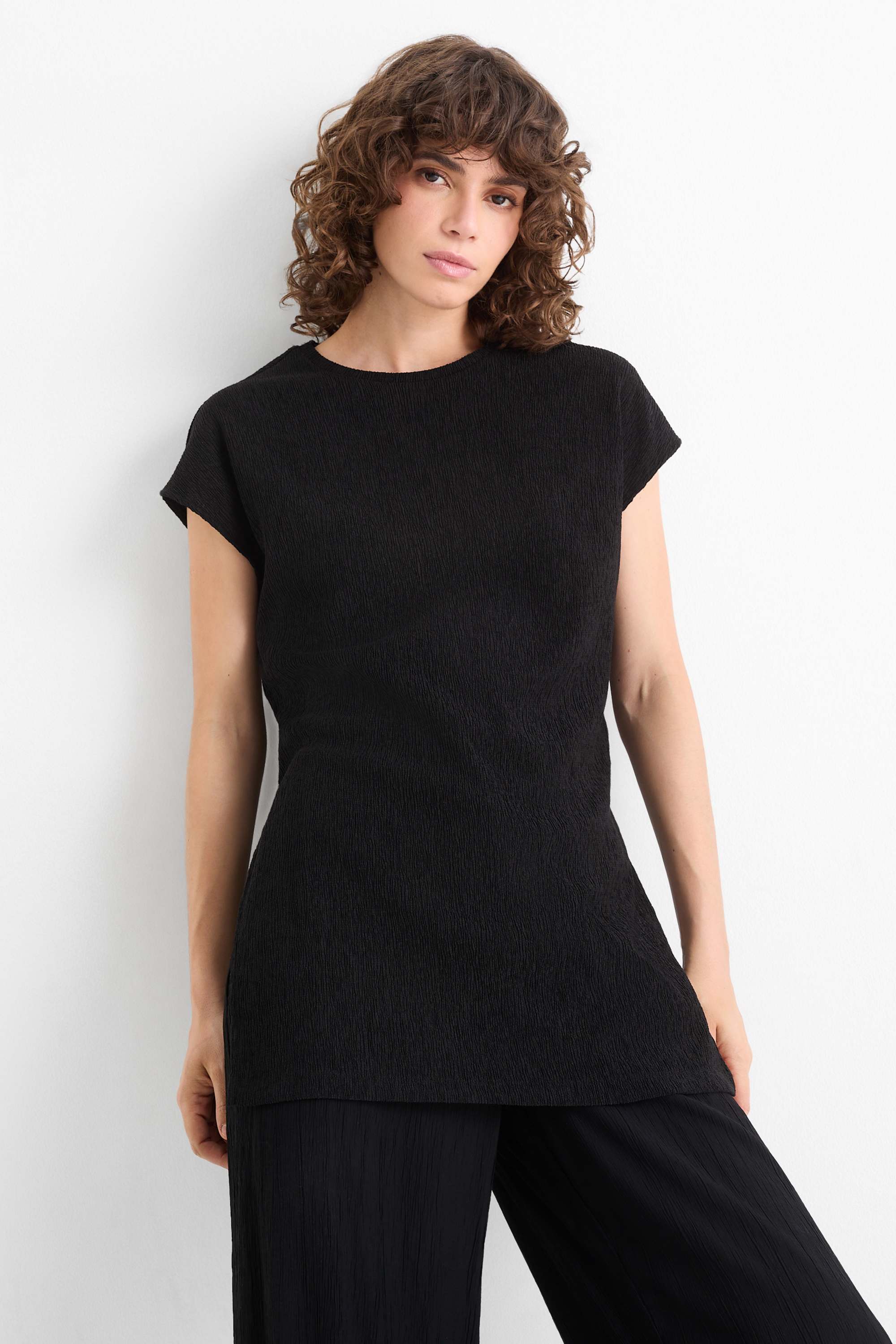T-shirt - slim fit - textured black