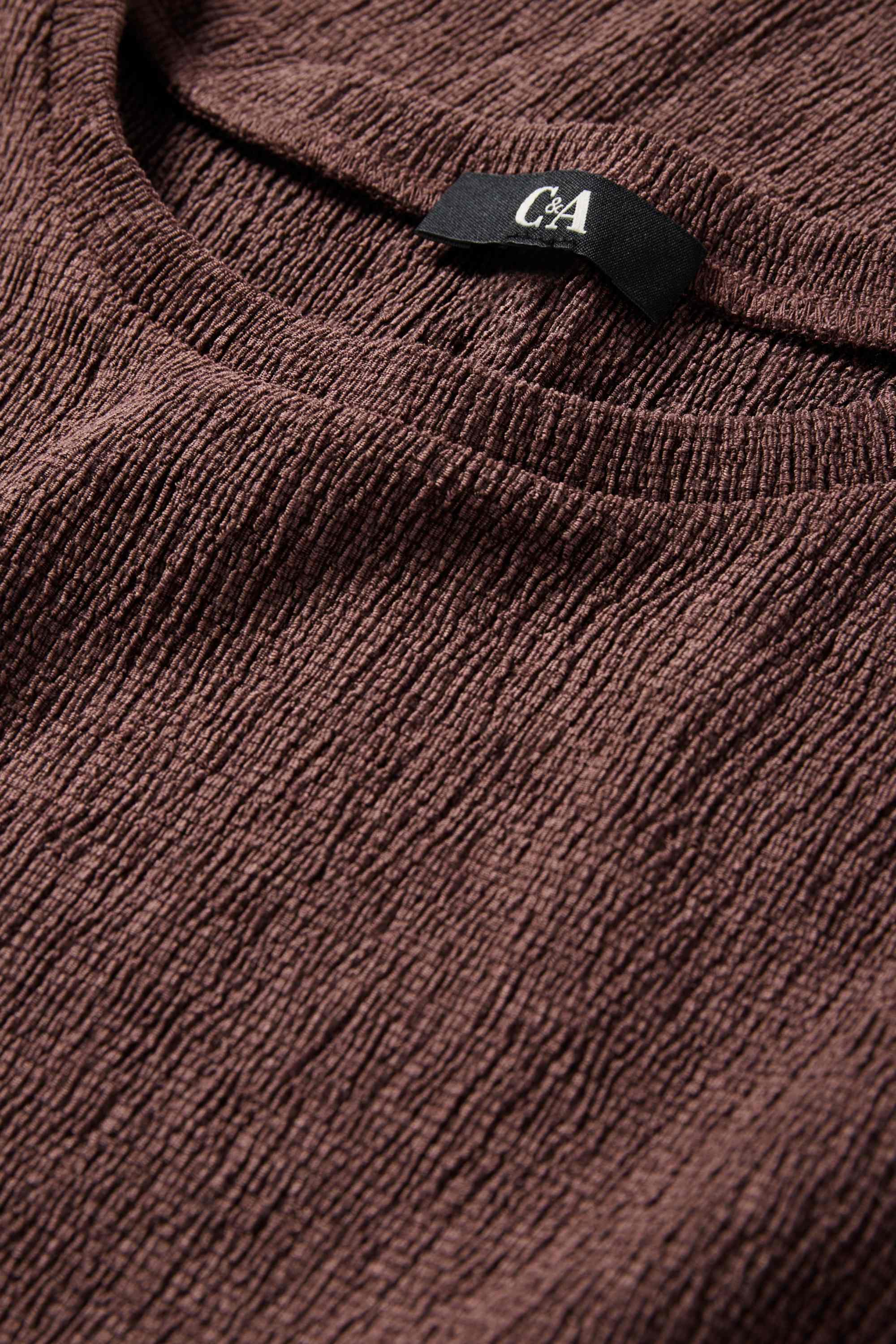 T-shirt - slim fit - textured brown
