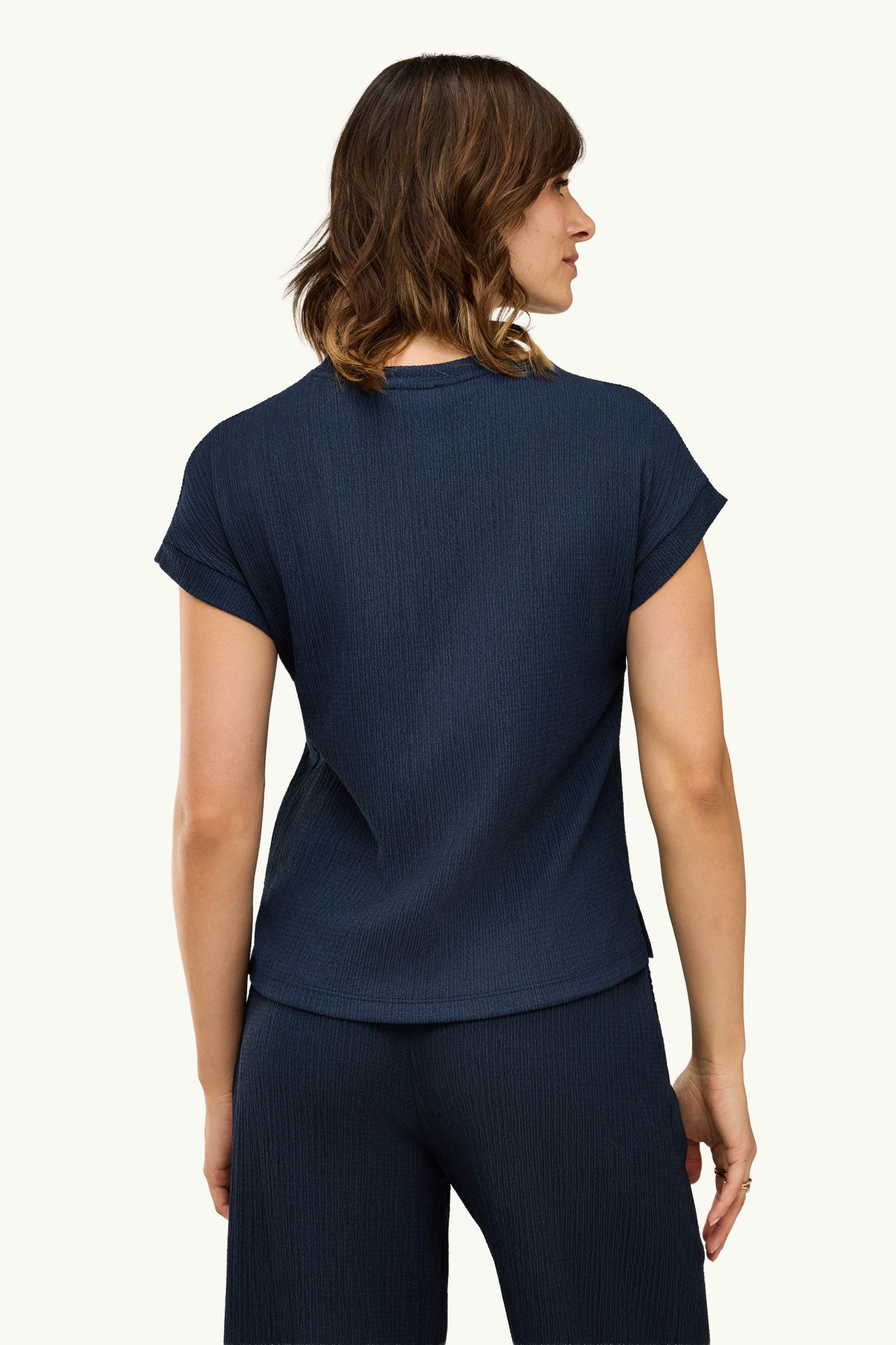 T-shirt - relaxed fit - textured dark blue