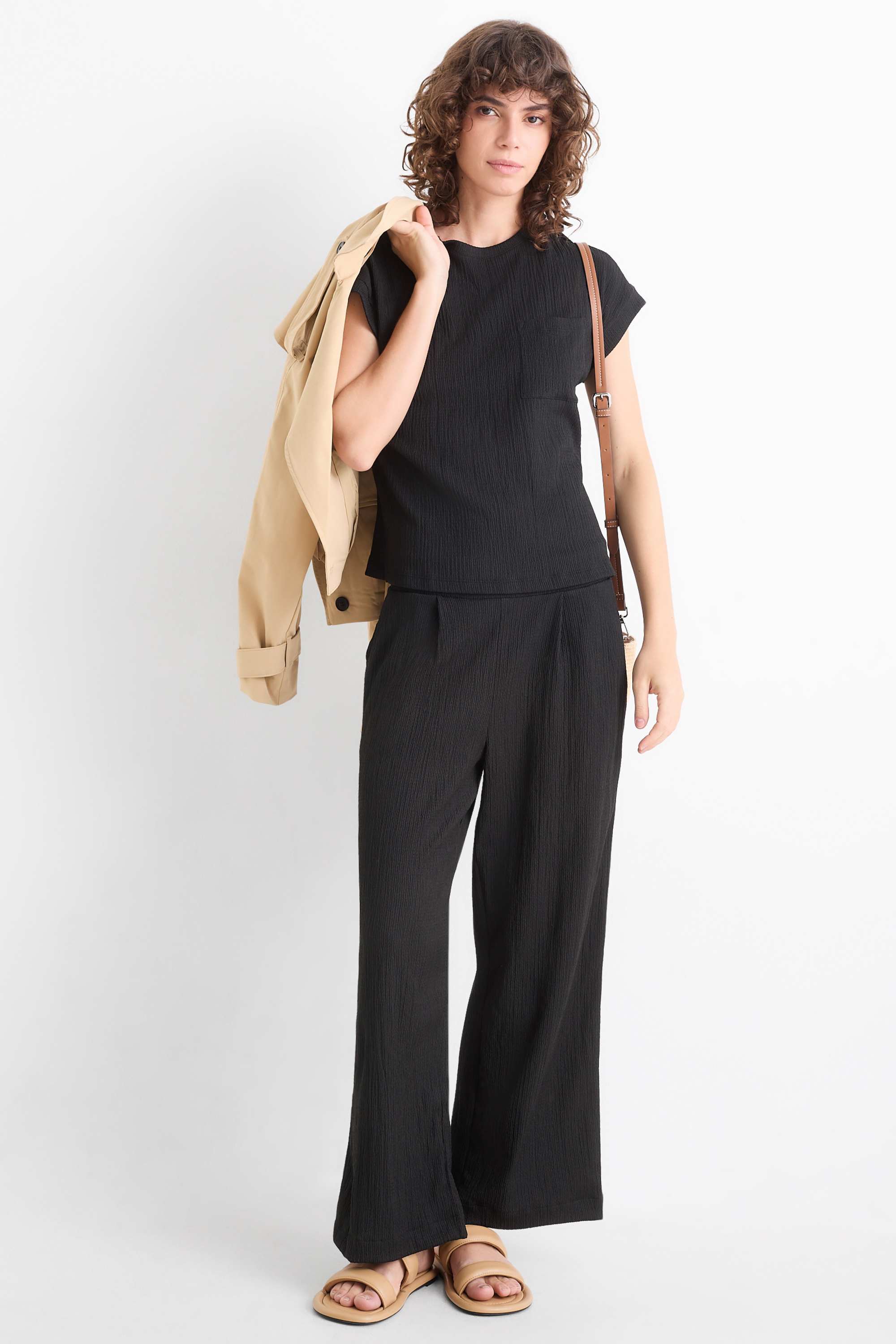 T-shirt - relaxed fit - textured black