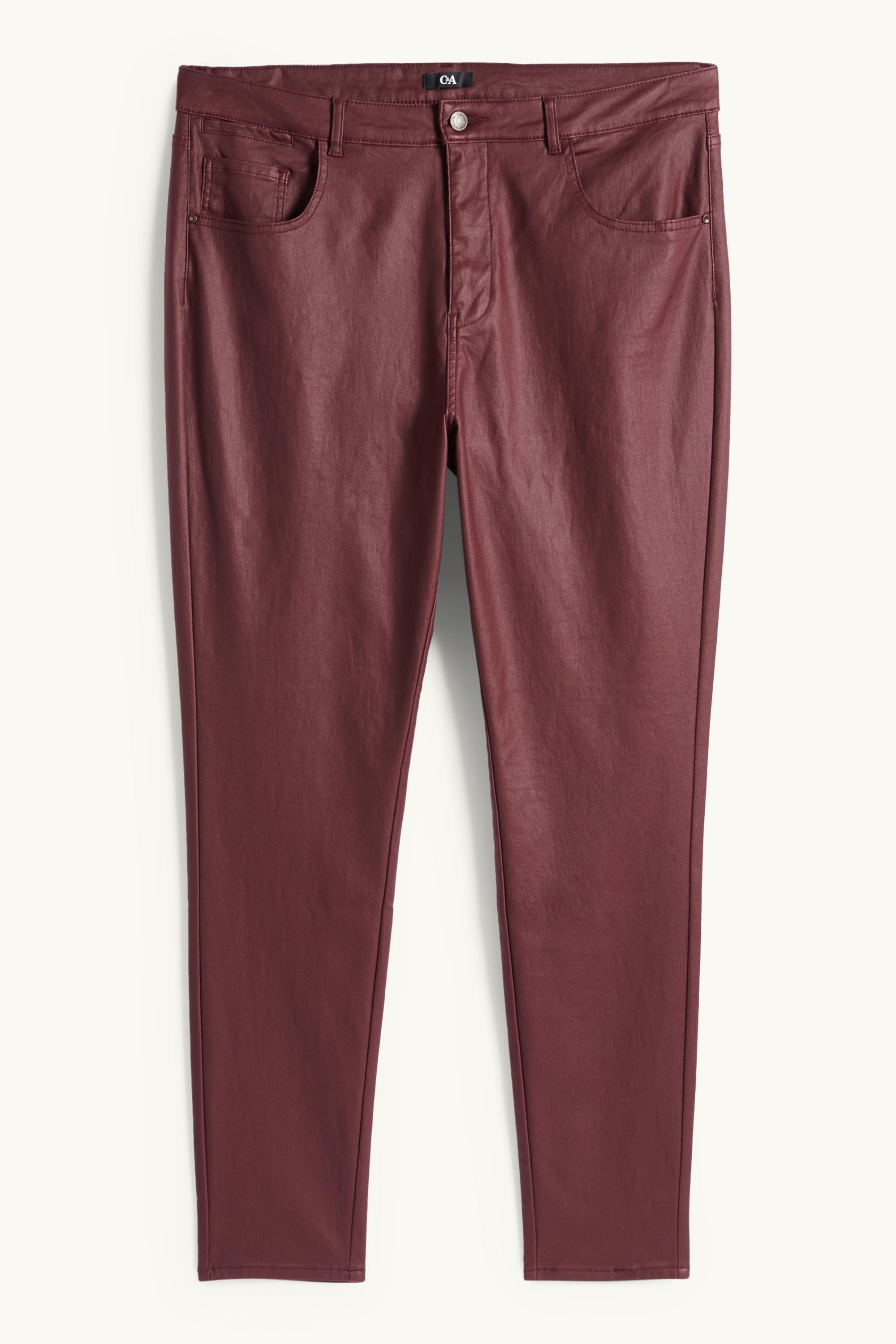 Cloth trousers - high waist - skinny fit - faux leather bordeaux