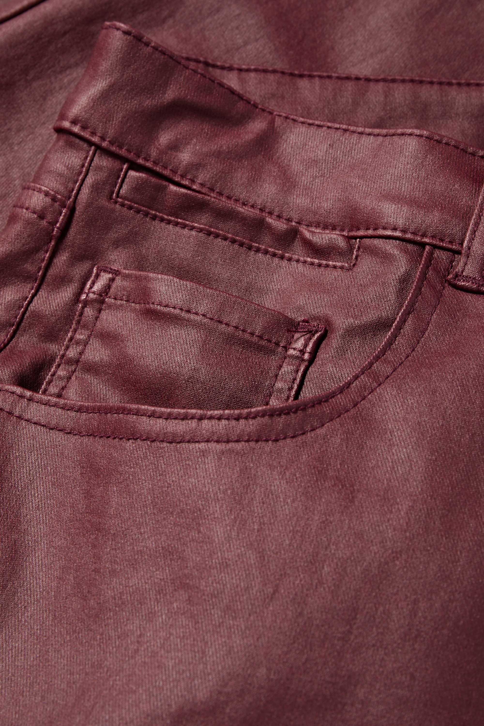 Cloth trousers - high waist - skinny fit - faux leather bordeaux
