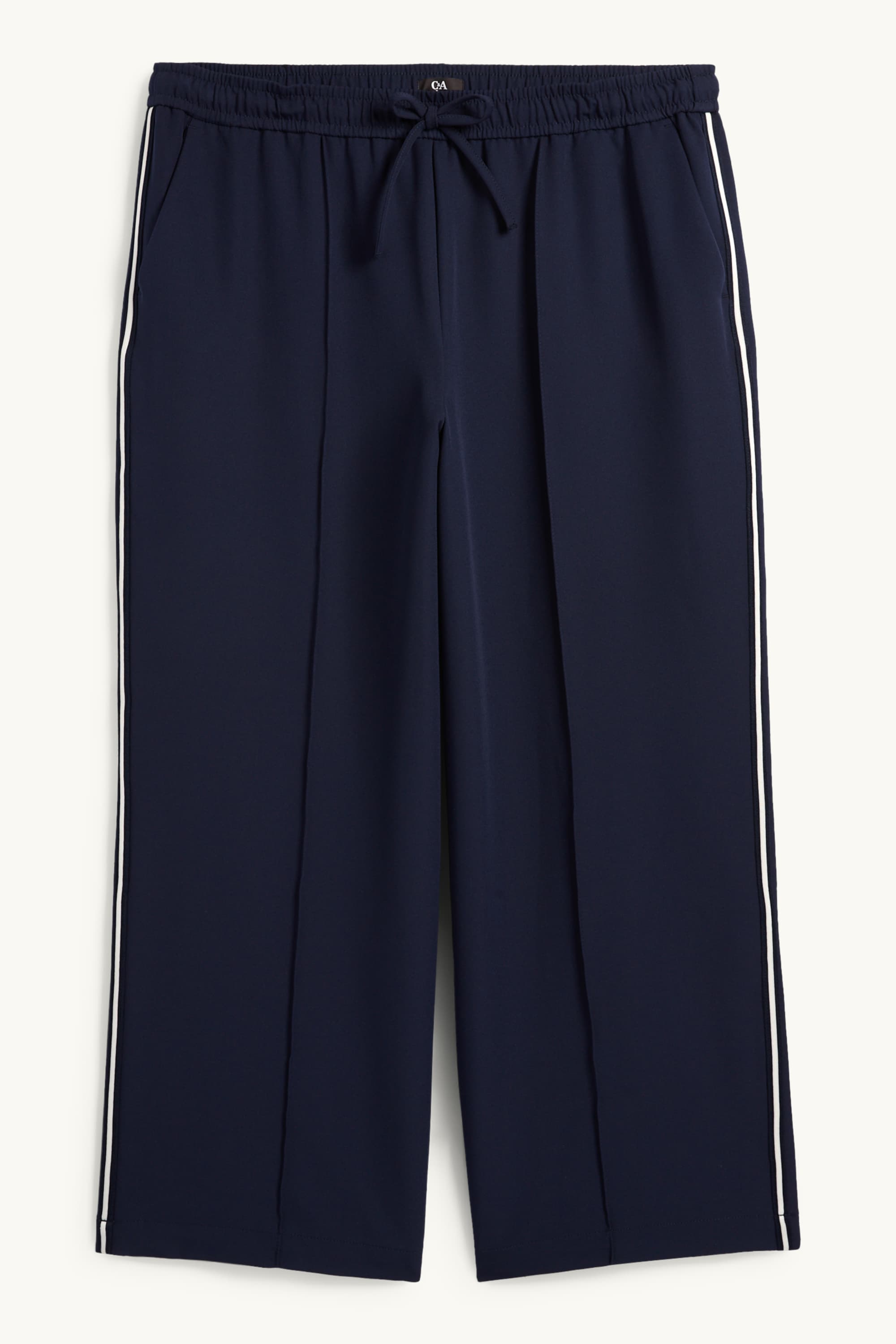Jersey trousers - mid-rise waist - wide leg dark blue