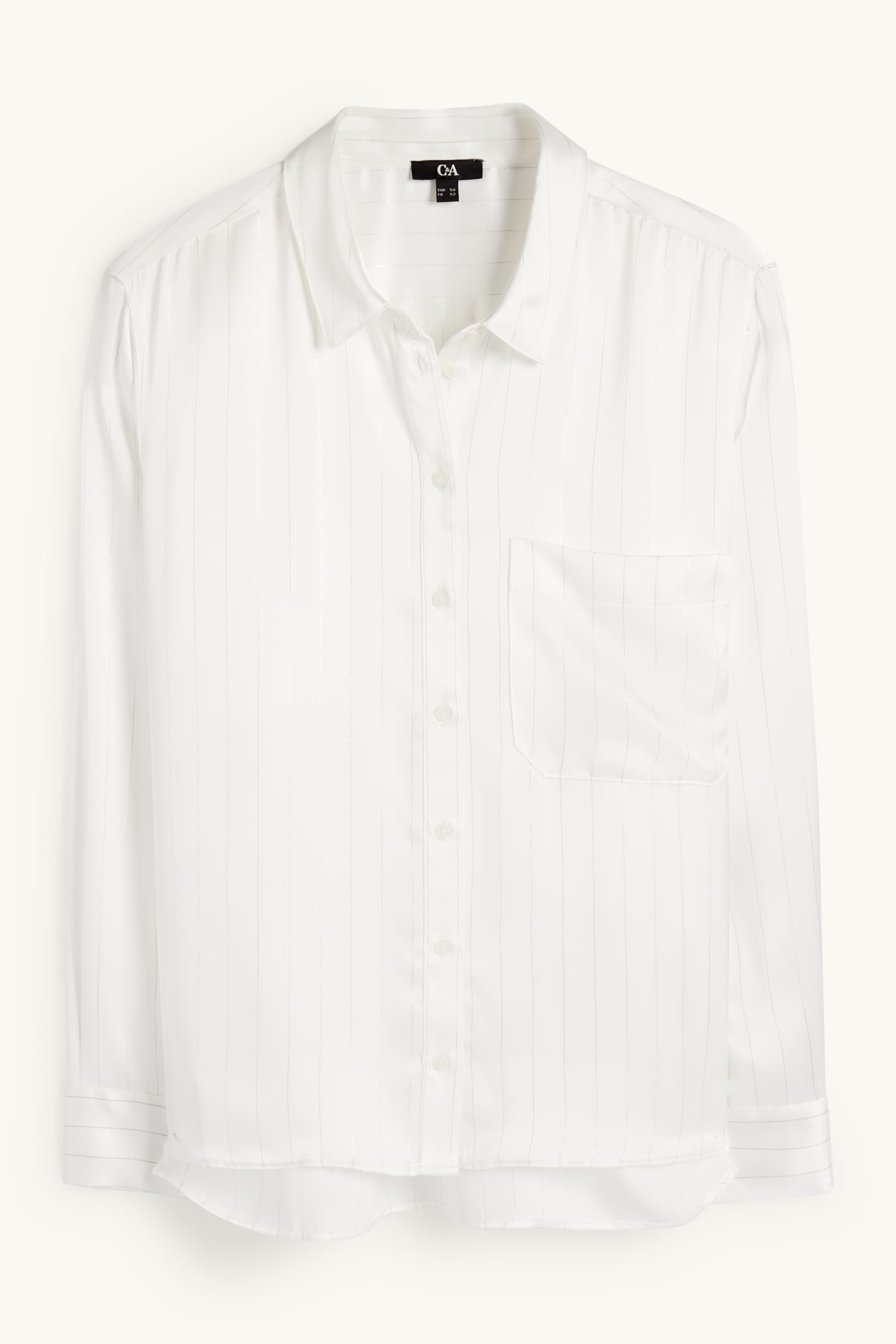 Satin blouse - pinstripes white