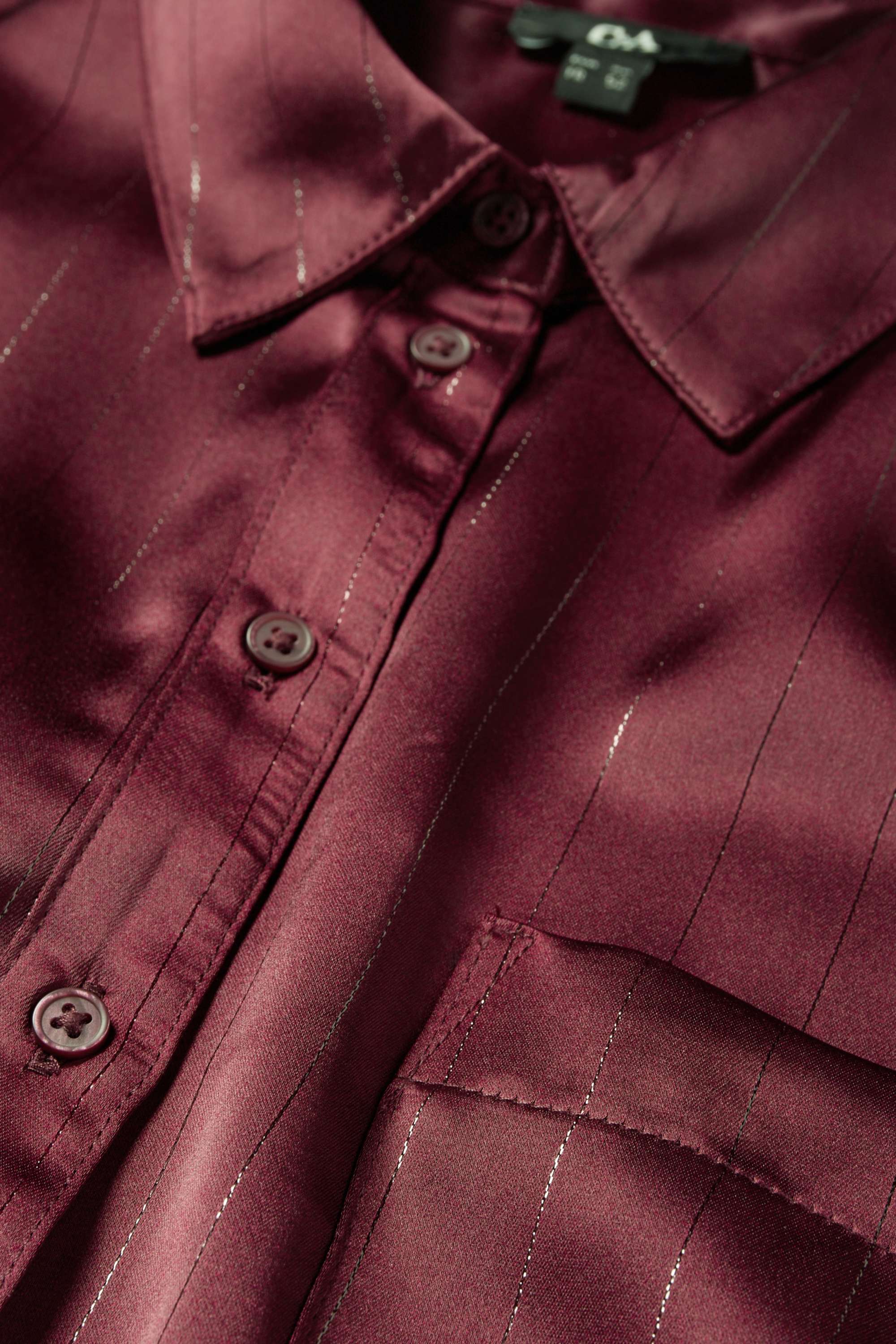 Satin blouse - pinstripes bordeaux