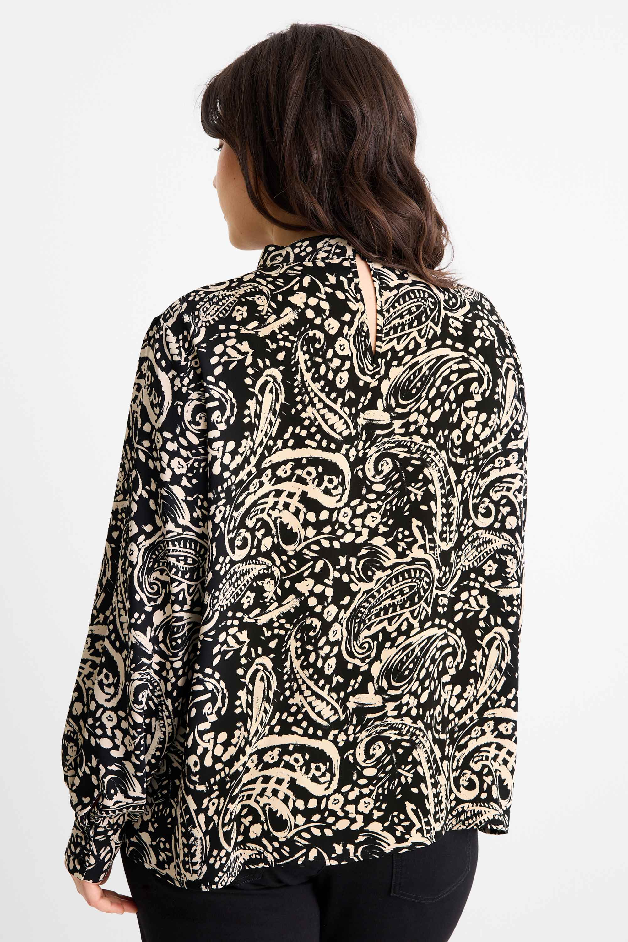Blouse - patterned black / beige