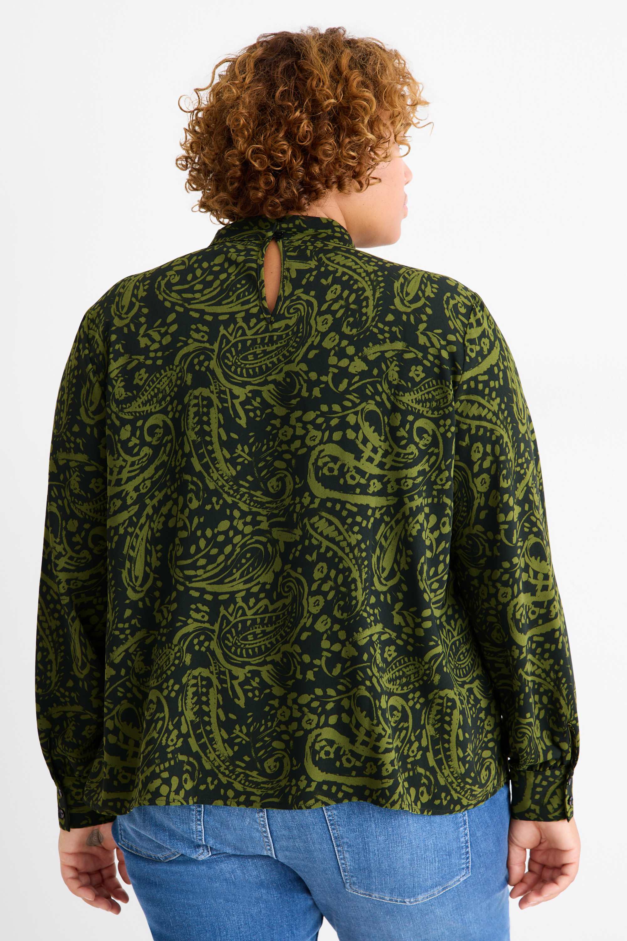 Blouse - patterned dark green
