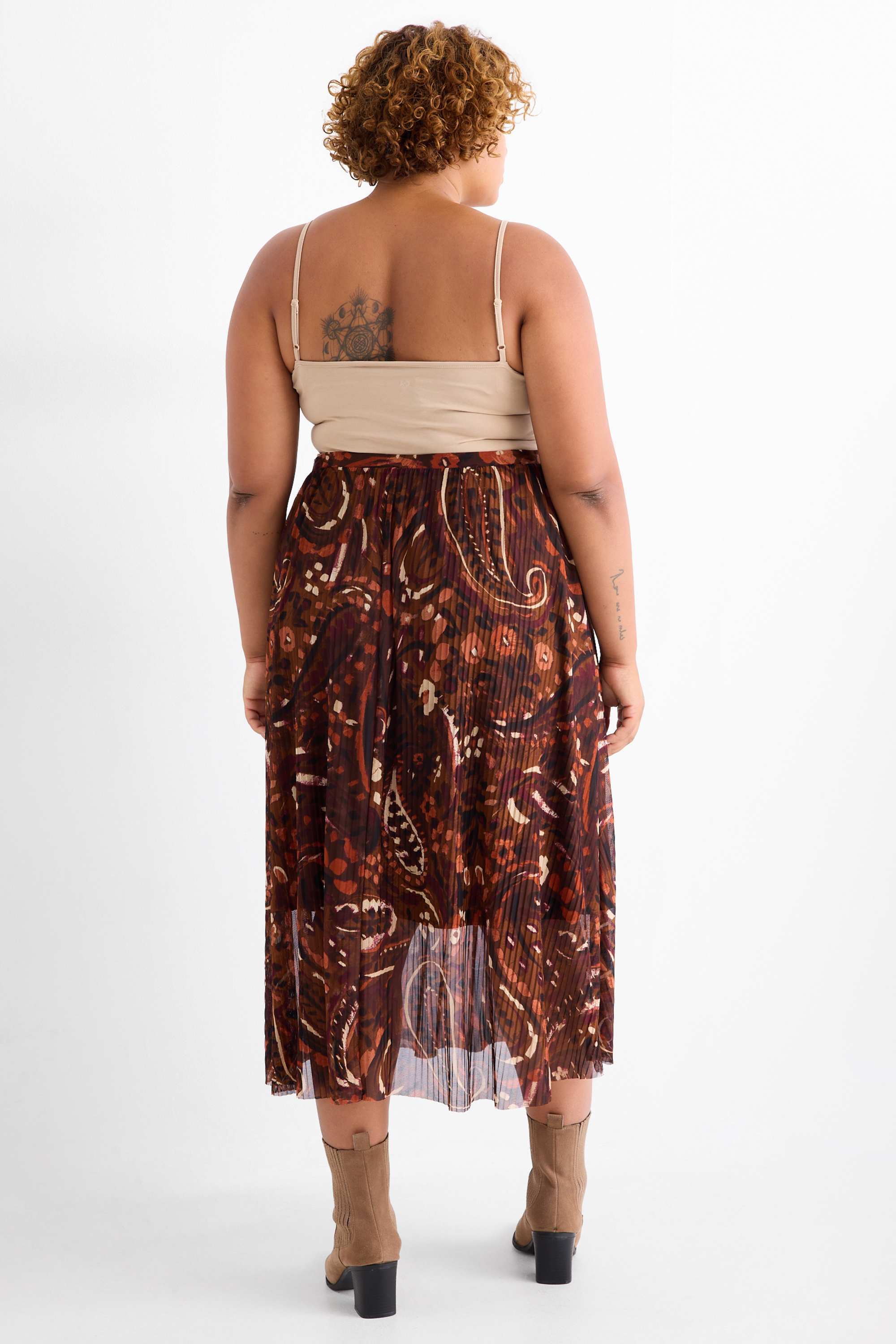 Mesh skirt - patterned brown