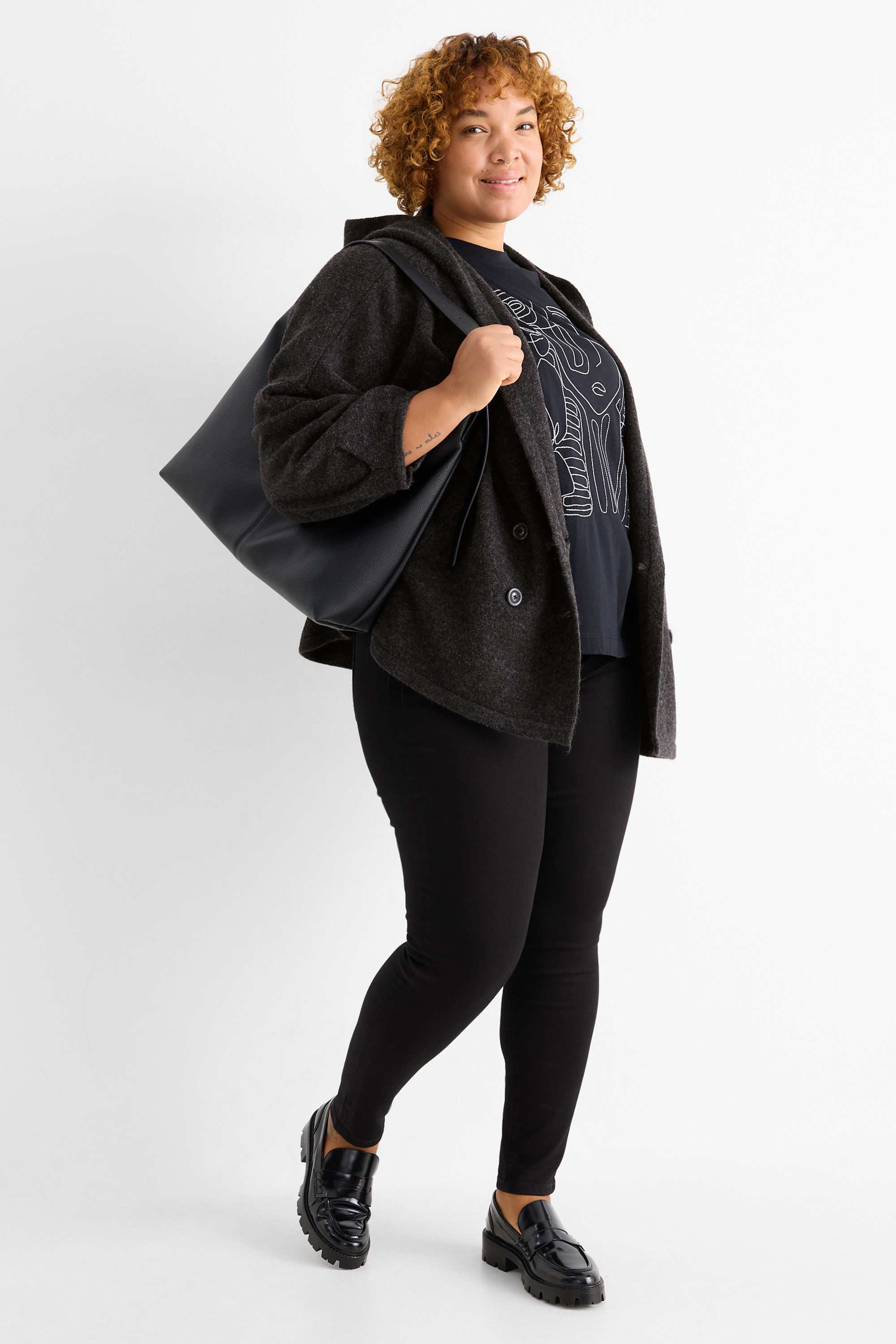 Cardigan with hood dark gray
