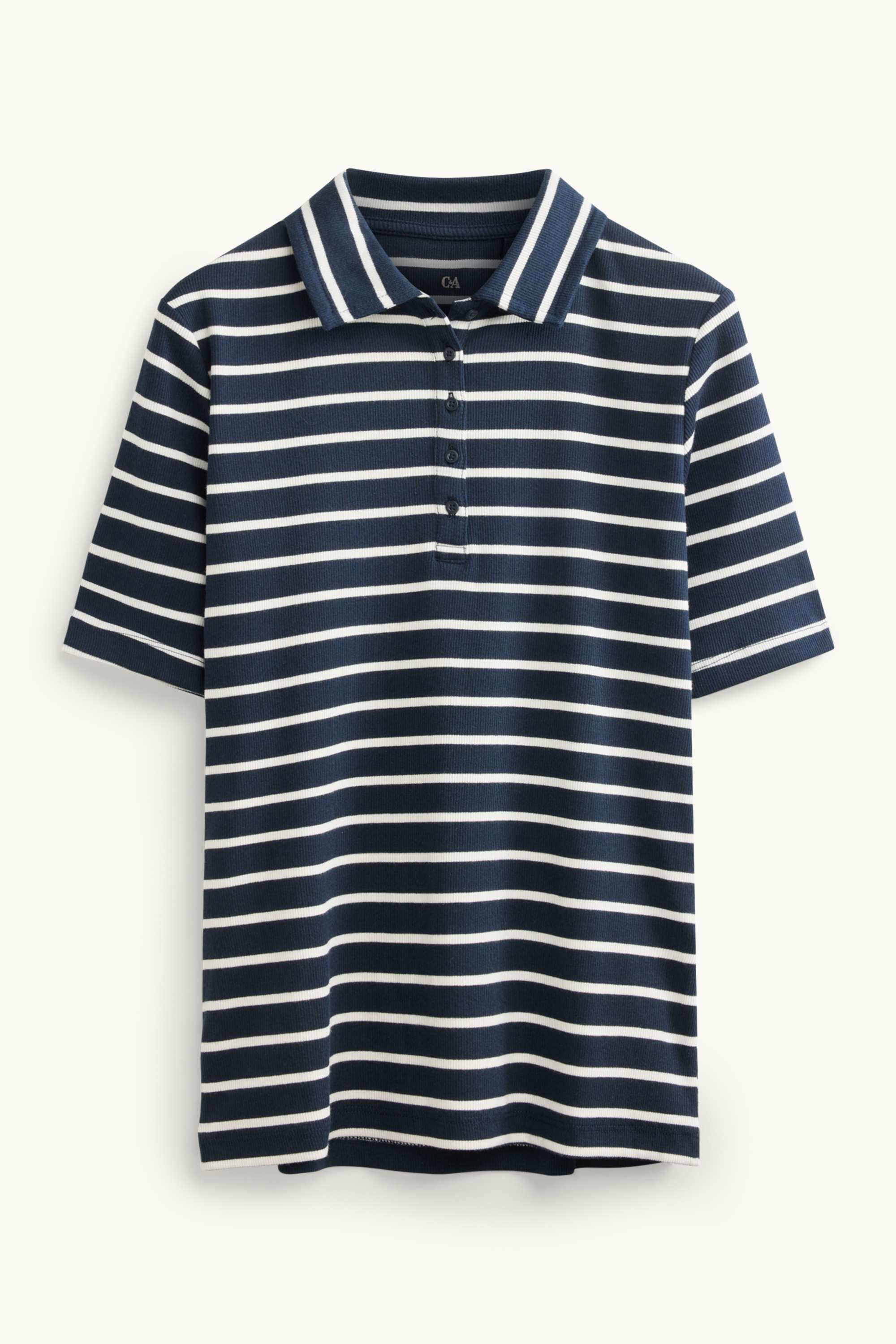Polo shirt - regular fit - ribbed - striped dark blue / white