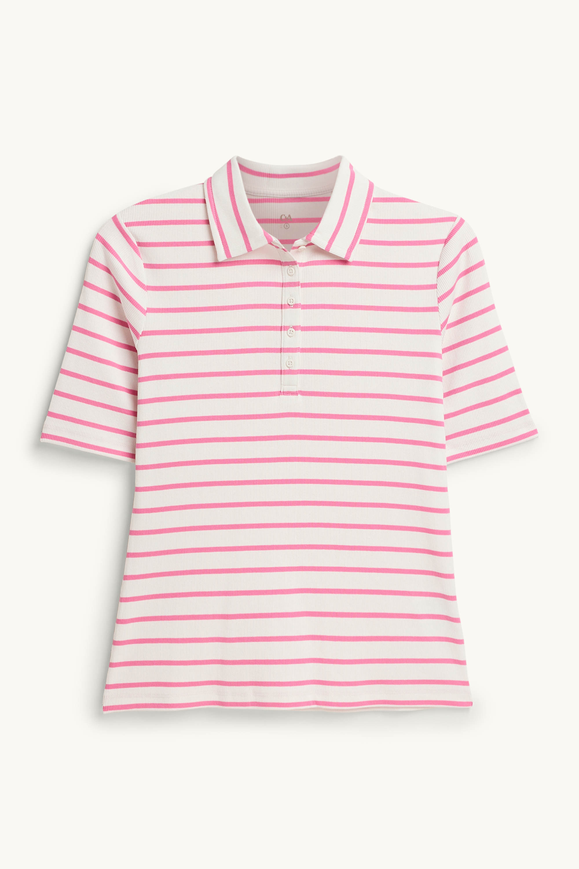 Polo shirt - regular fit - ribbed - striped white / pink