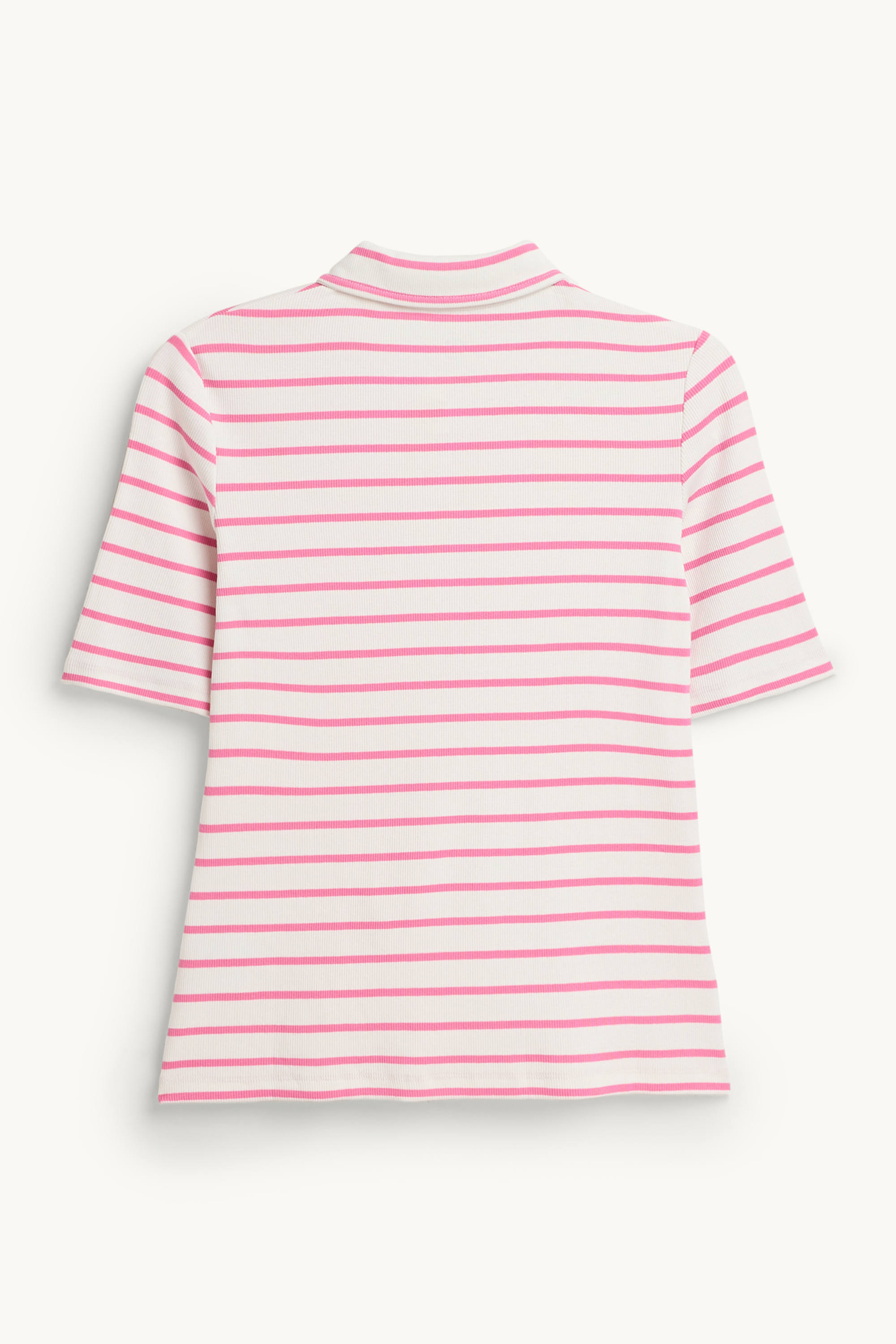 Polo shirt - regular fit - ribbed - striped white / pink