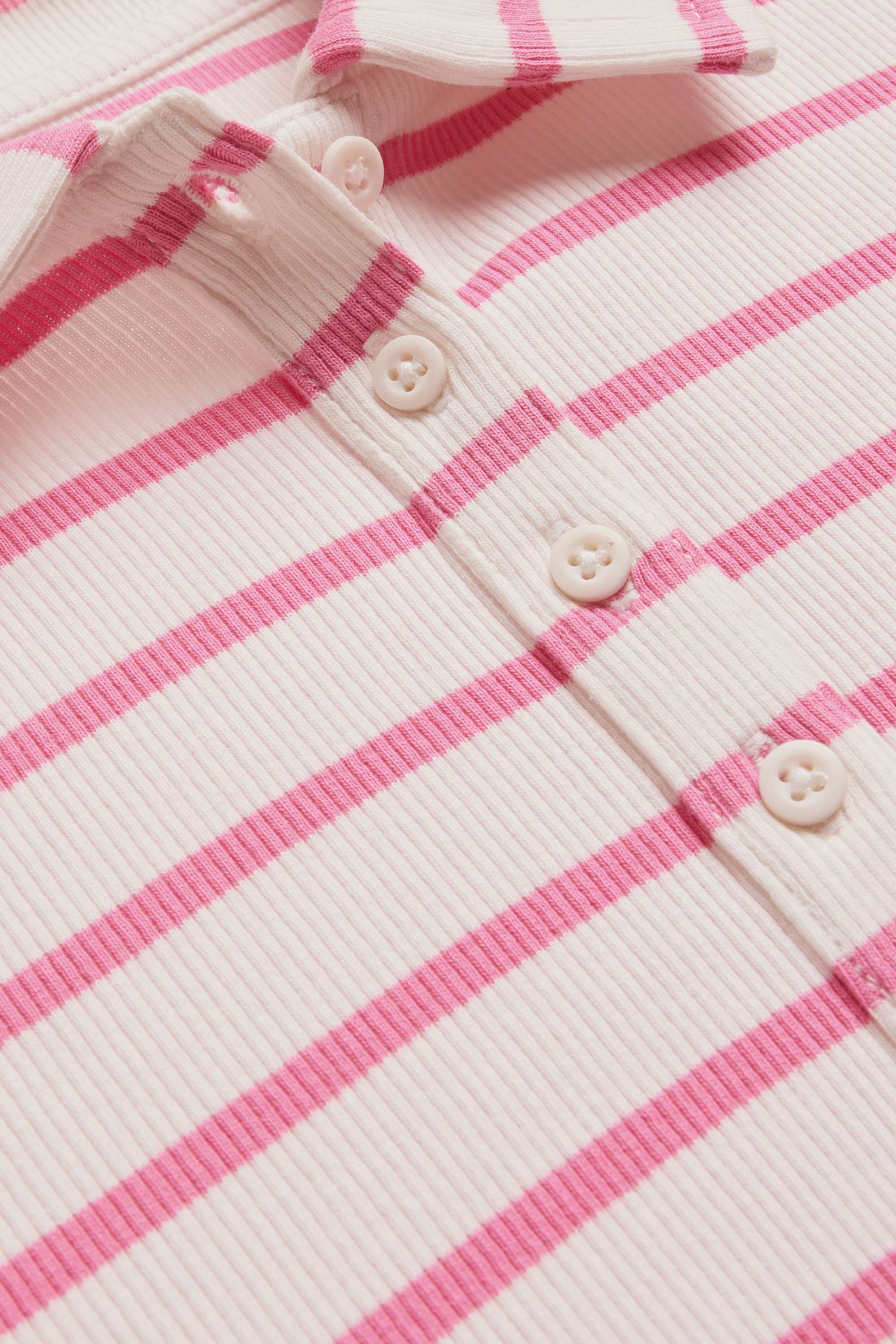 Polo shirt - regular fit - ribbed - striped white / pink