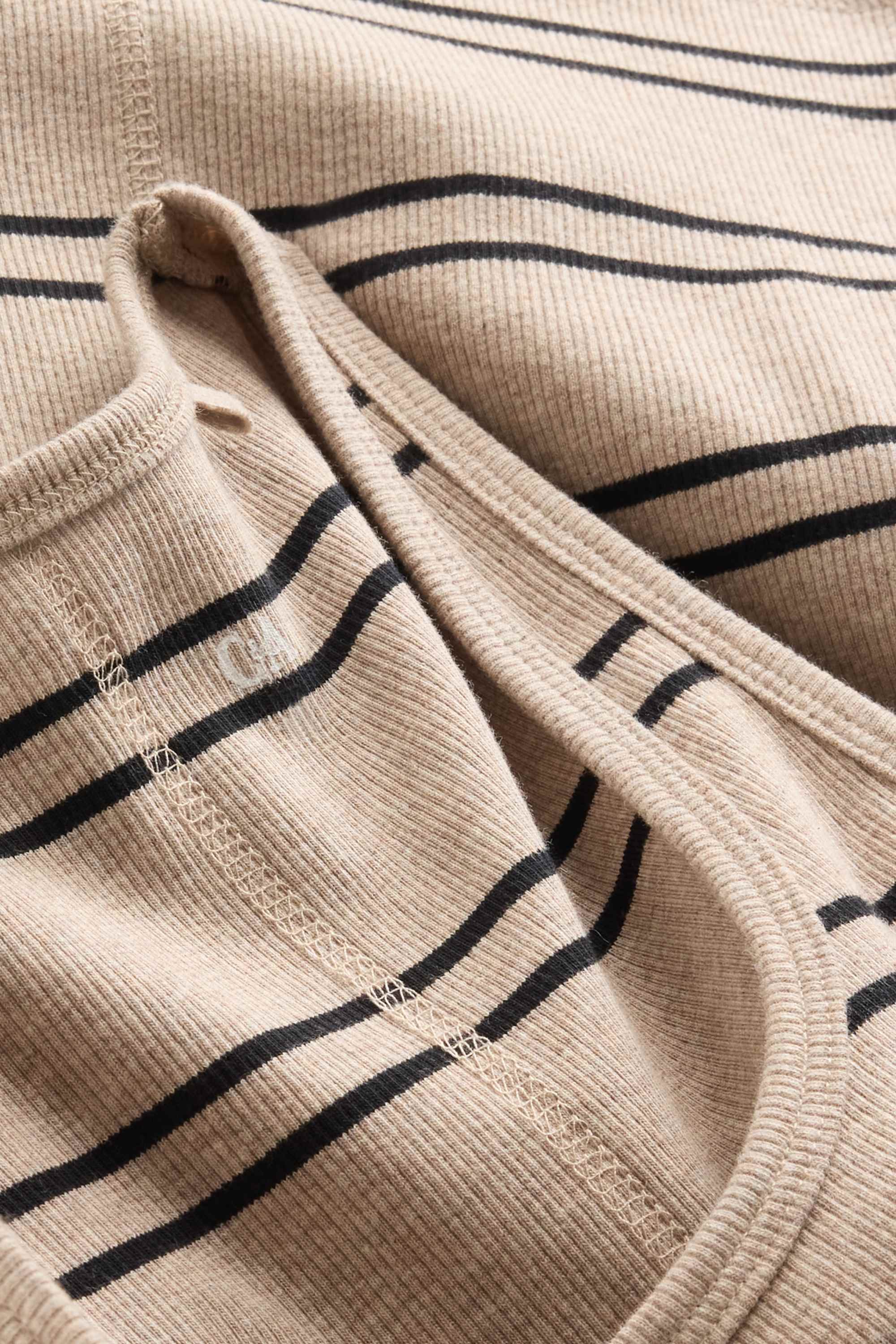 Top - ribbed - striped light brown