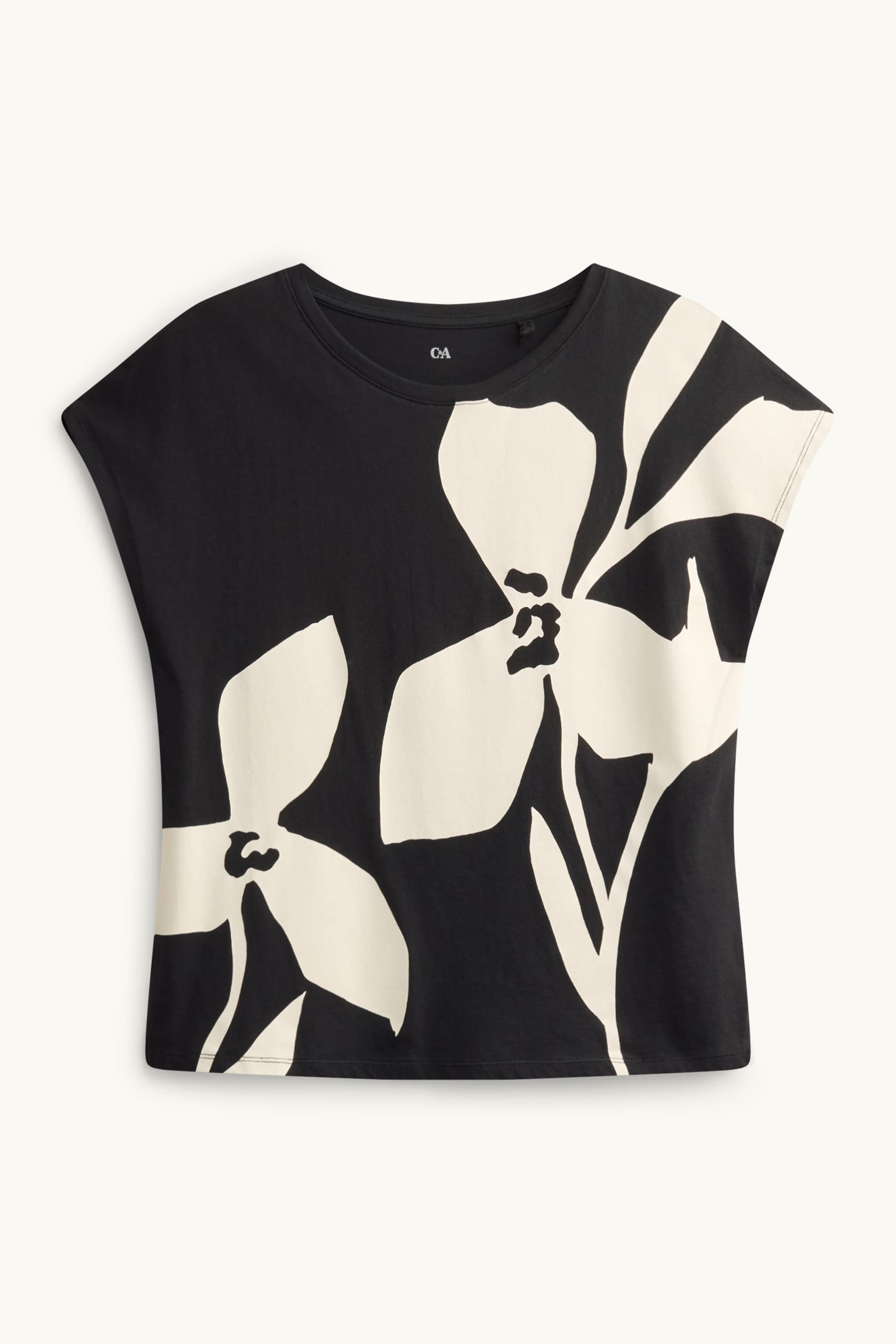 T-shirt - regular fit - floral black / white (1)