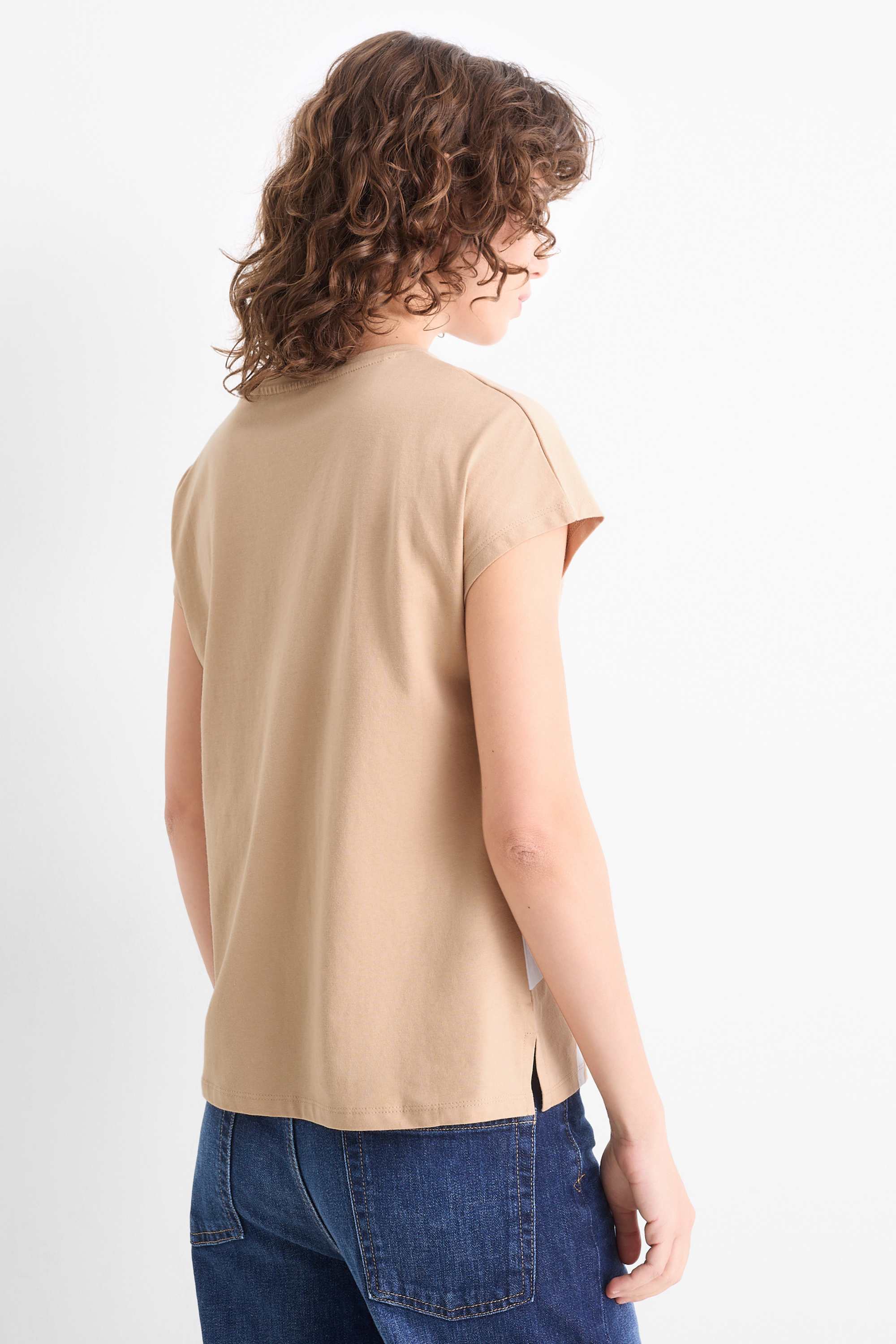 T-shirt - regular fit - floral white / beige