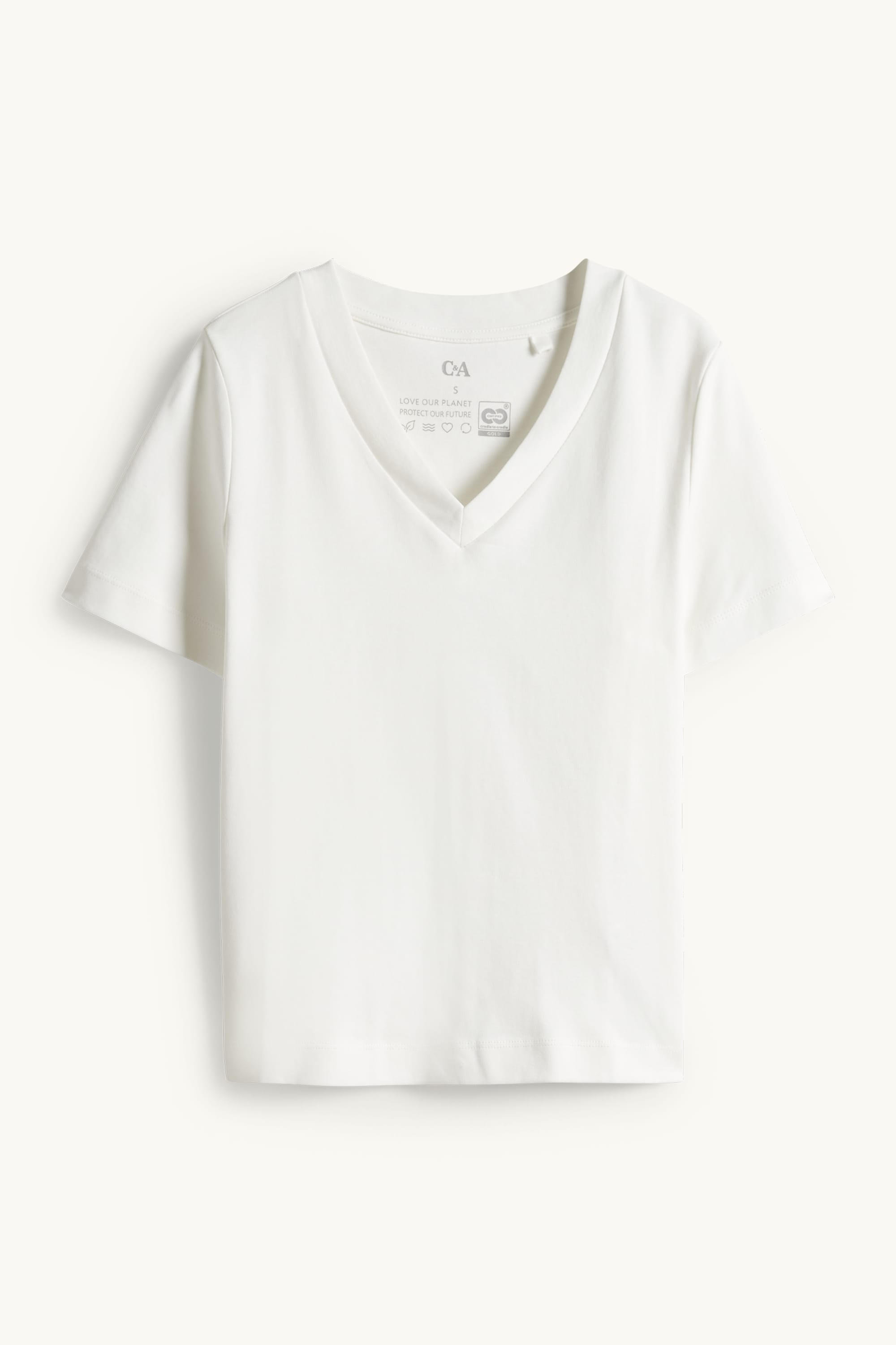 V-neck T-shirt - slim fit white
