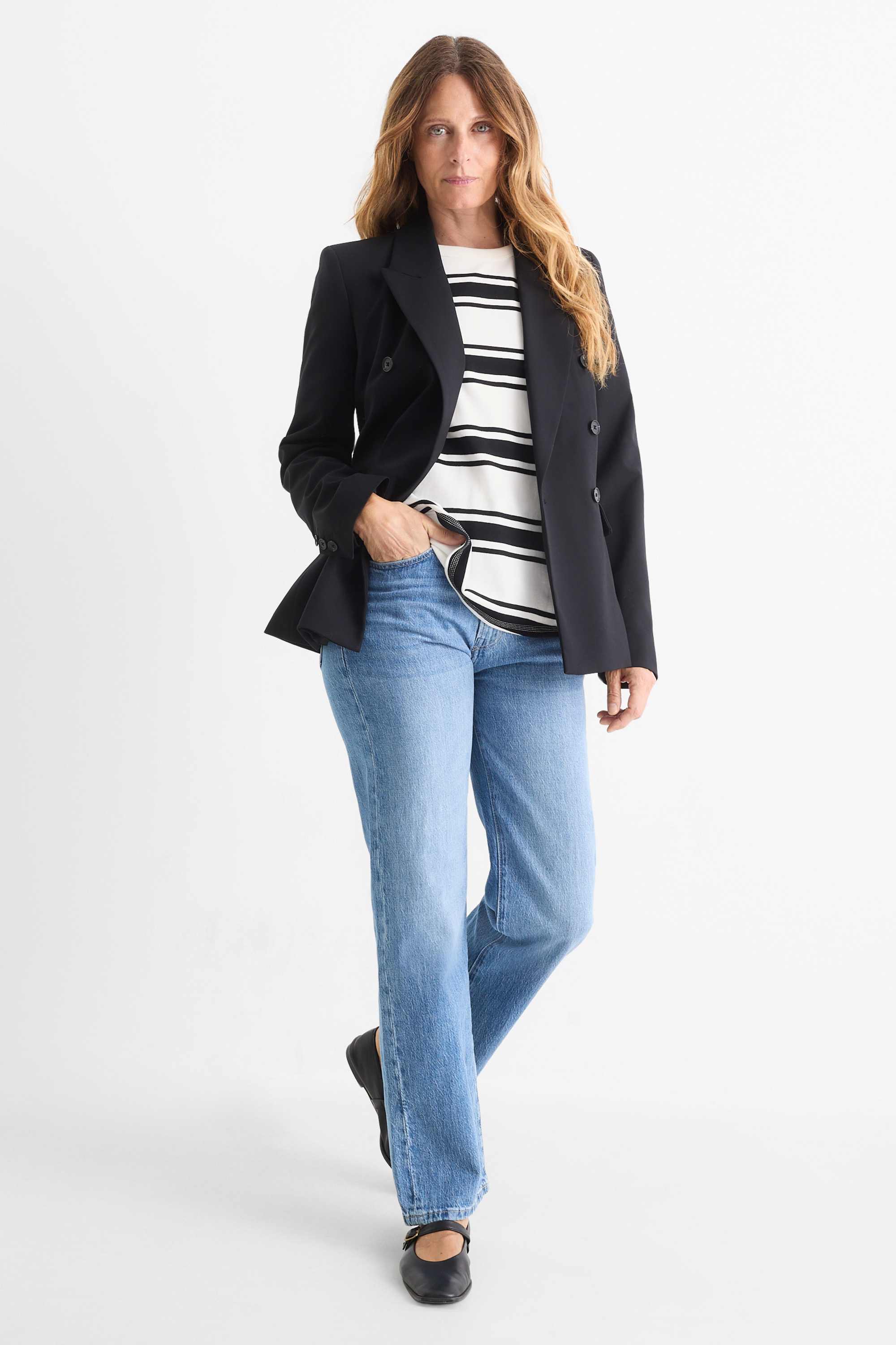 T-shirt - oversized - striped white / black