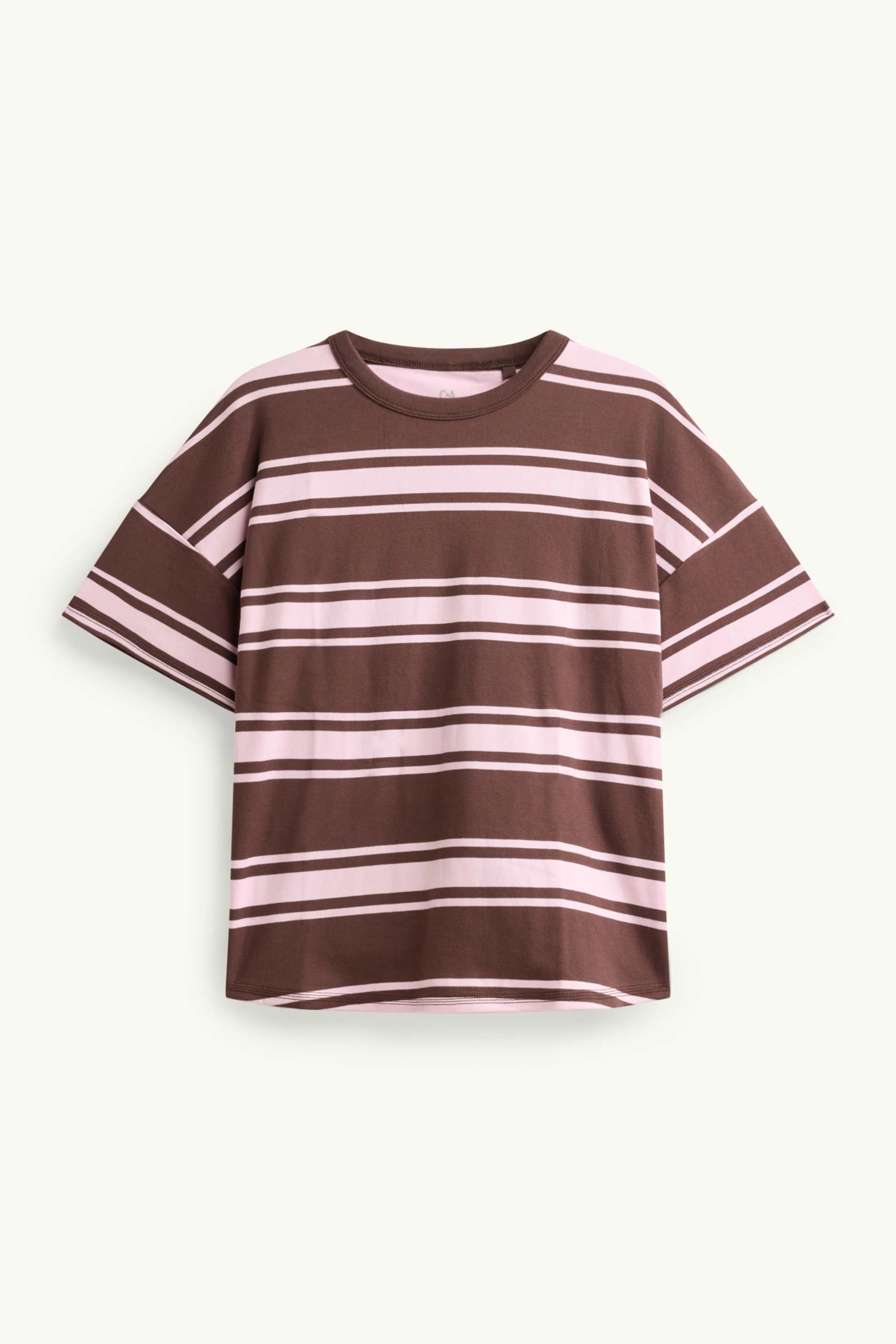 T-shirt - oversized - striped brown / rose